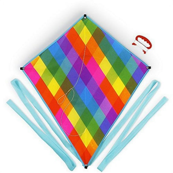 Brybelly Rainbow Plaid Diamond Kite