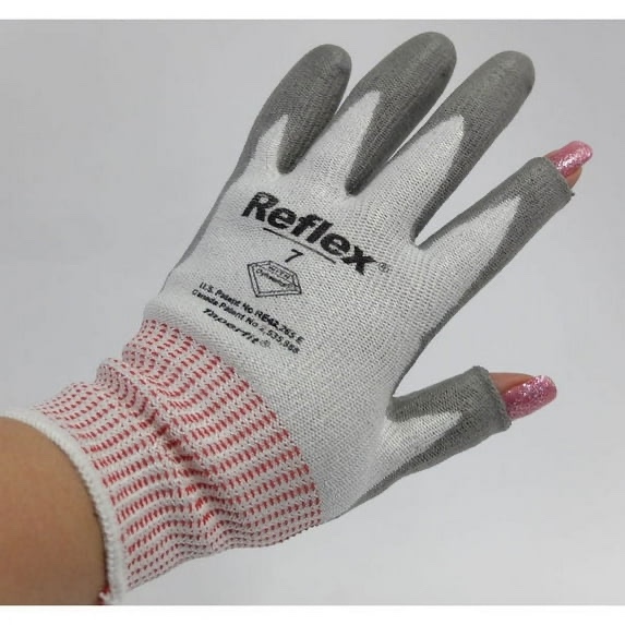 Banom Reflex 2403-7 Taperfit Work Gloves, Size 7 Grey/Red, 12 Pack