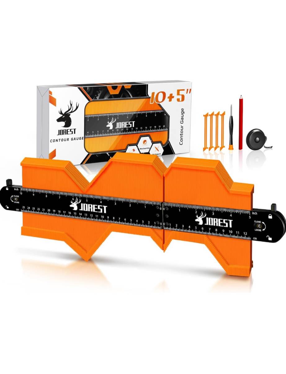 JOREST Connectable Profile Gauge (10+5 Inch), Gift for Father Men Husband Grandpa Carpenter DIY, Contour Duplicator with Lock, Outline Marking Tool for Woodworking Floor/Carpet/Tile Laying