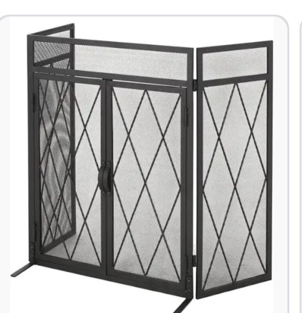 Kempston Park Oil-Rubbed Bronze 3-Panel 50 in. Fireplace Screen with Doors