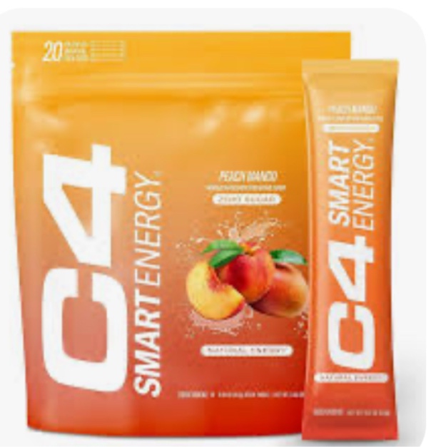 Case of 12 Cellucor C4 Smart Energy Powder Stick Packs - Sugar Free Performance Fuel & Nootropic Brain Booster, Coffee Substitute or Alternative | Peach Mango - 20 Count (BB 11/2024)
