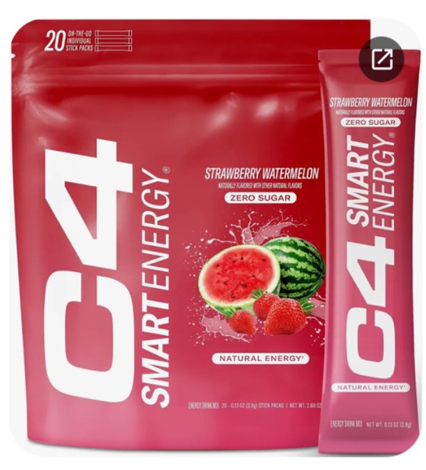 Case of 12 Cellucor C4 Smart Energy Powder Stick Packs 20- .13 oz (BB 11/2024)