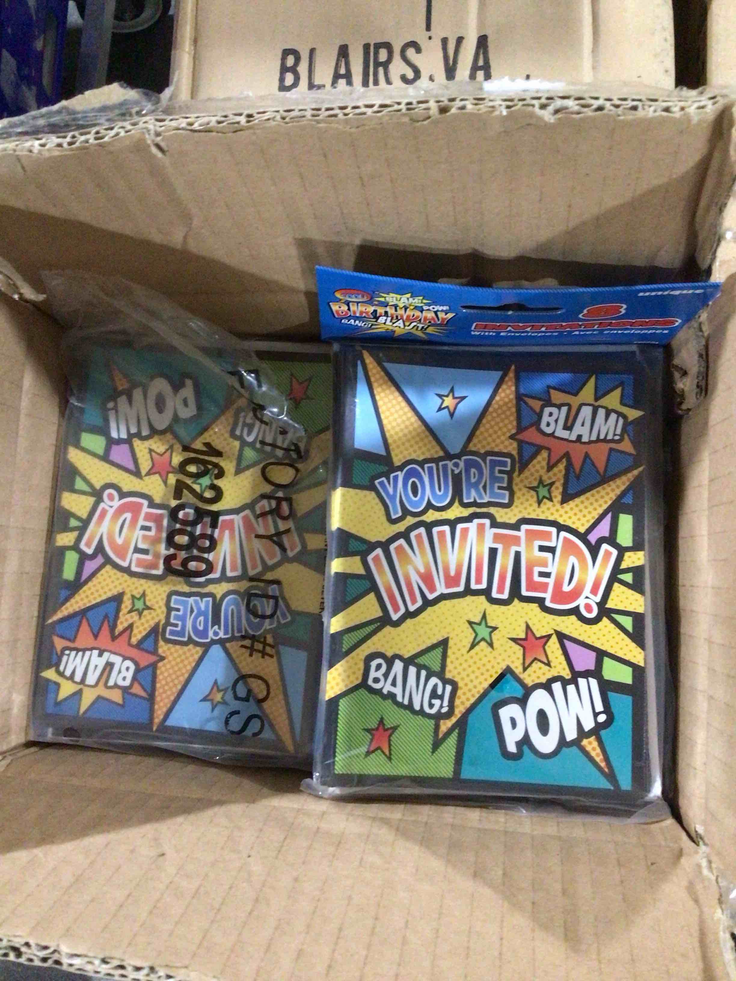 case of 48 Birthday Blast Party Invitations And Envelopes 8 Count Blam Bang Pow