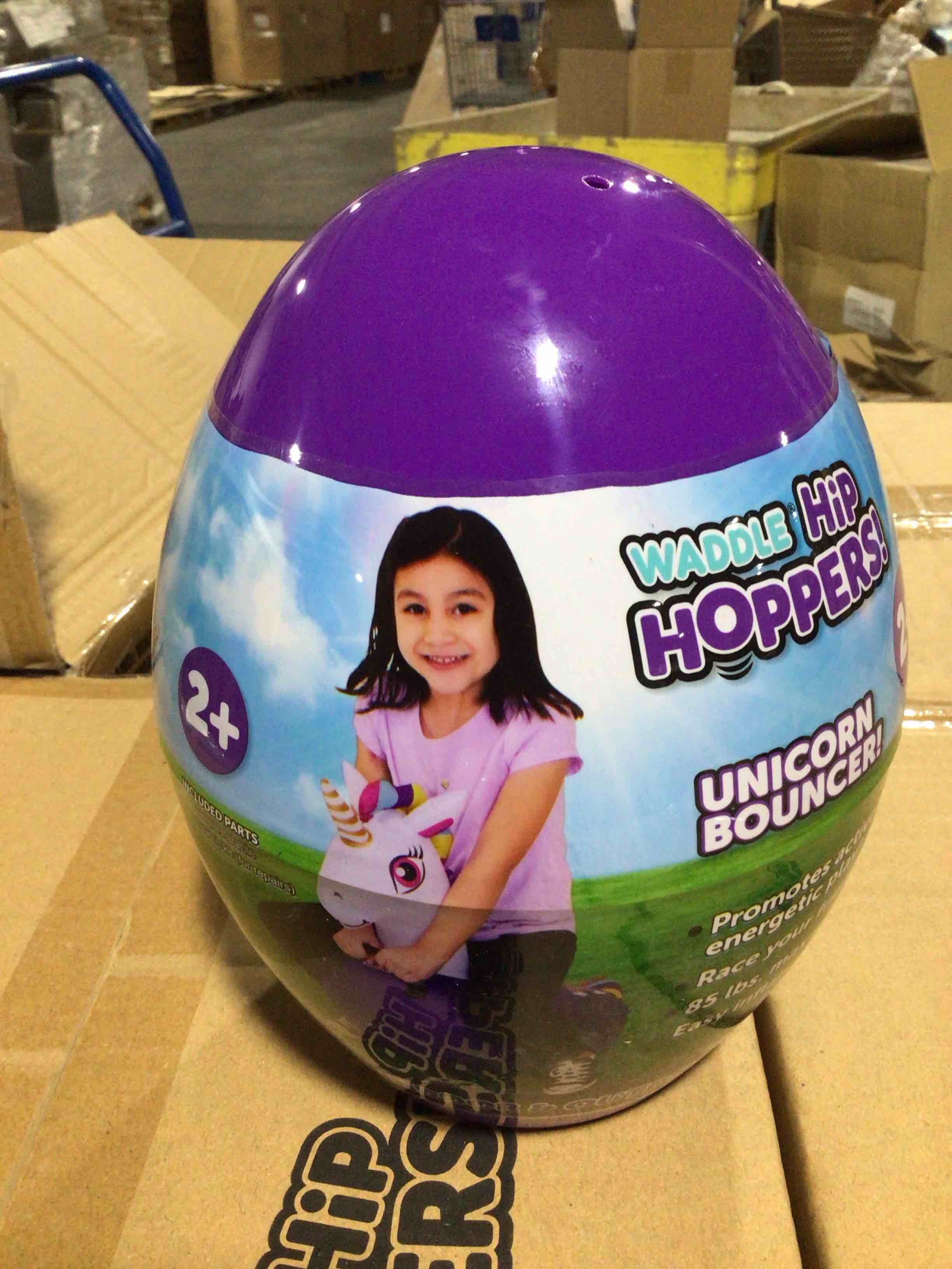 Waddle Purple Unicorn Hip Hopper Inflatable Hopping Animal Bouncer, 85 lbs, Ages 2+