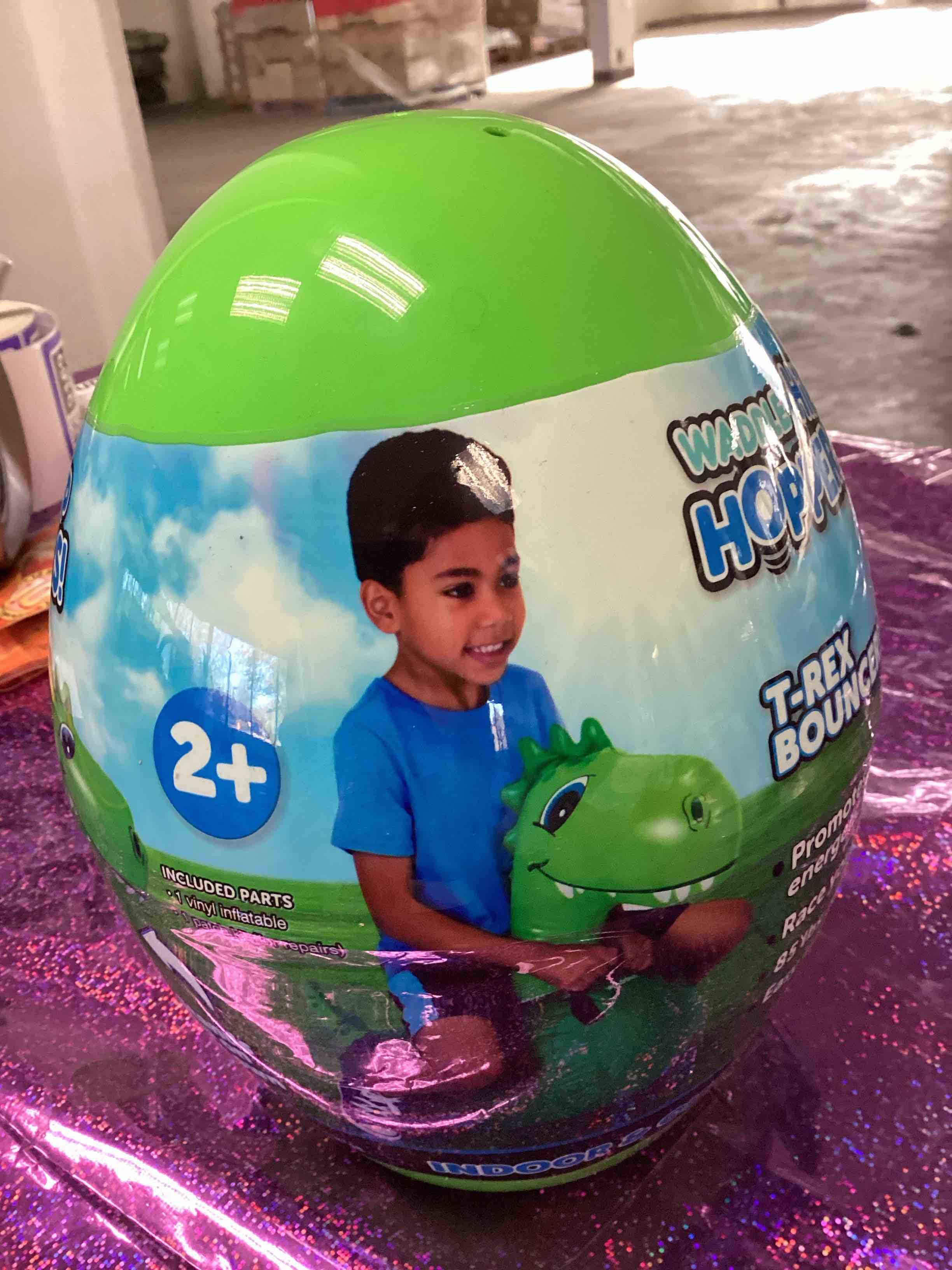 Waddle T-Rex Bouncer Inflatable Ride on Toy Hopper Green