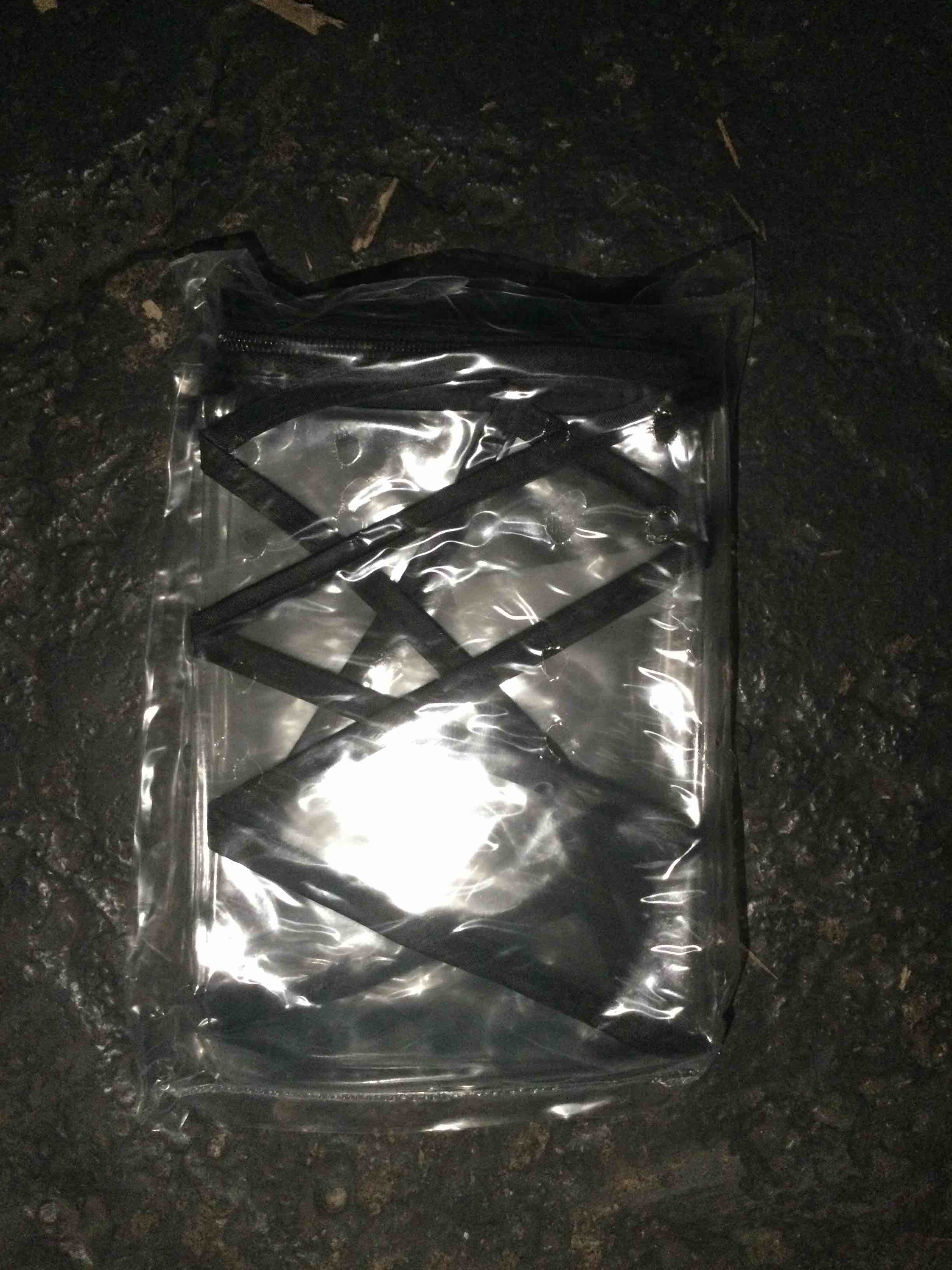 black and clear garment bag