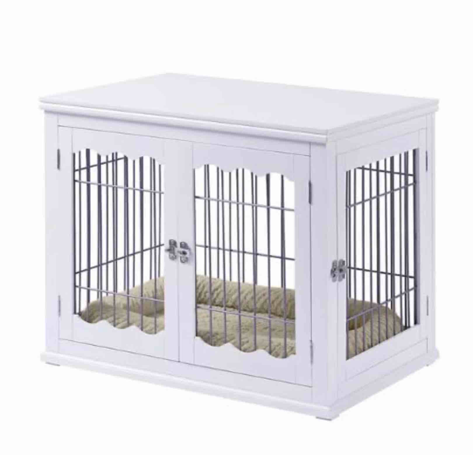 Ergode Medium Dog Crate with Cushion - Comfort and Security, White