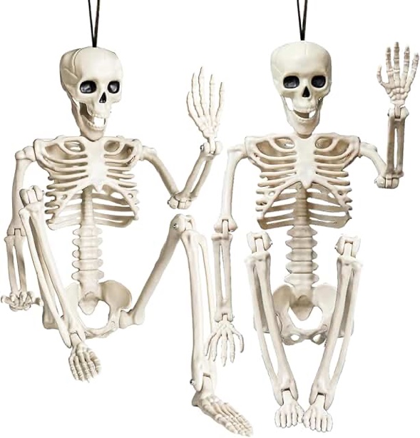 2-pack Halloween Skeletons - Full Body Skeleton Prop With Movable Joints For Han
