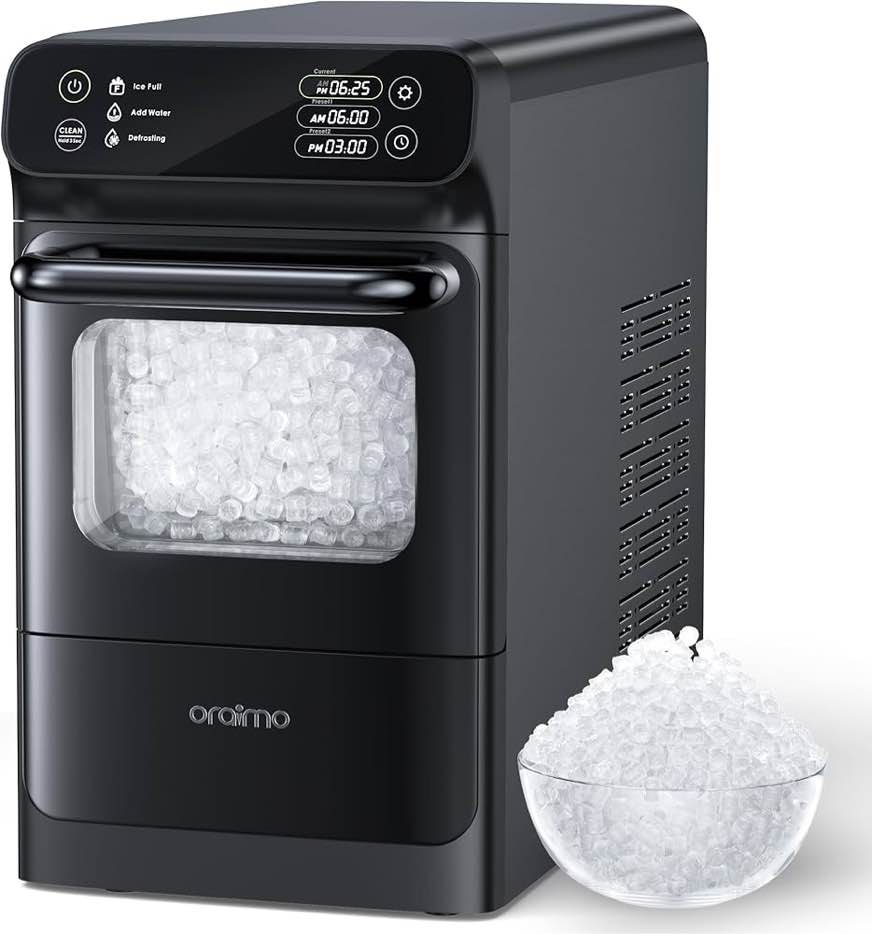 Oraimo 33 lbs/Day Countertop Nugget Ice Maker with LED Display, Self-Cleaning, and Auto Water Refill