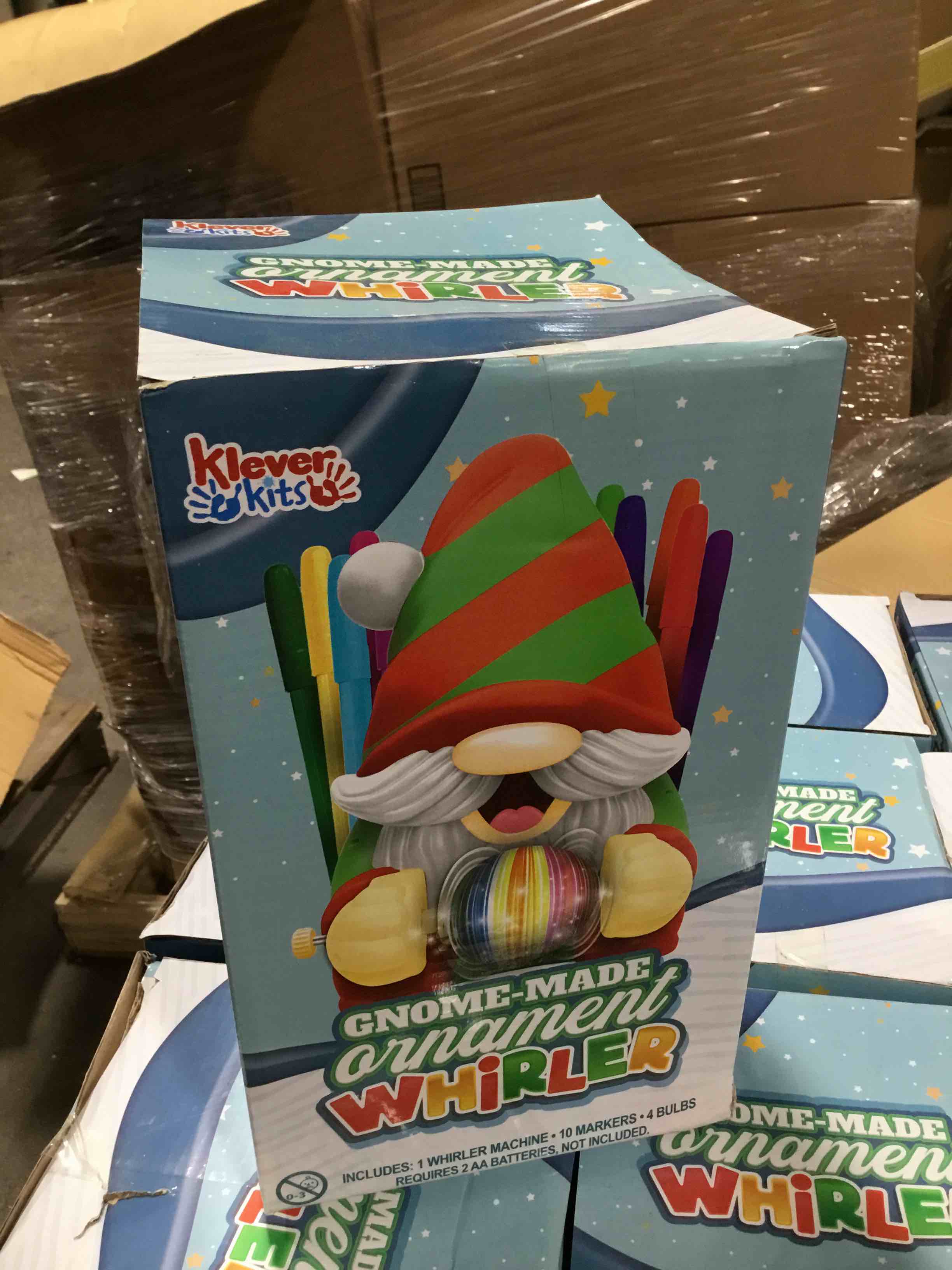 Klever Kits Christmas Tree Ornament Spinner Decorating Kit, Art and Craft Elf Gnome Christmas Ball Ornament Decorator with 4 Balls and 10 Non erasable Makers for Kids Xmas Tree Decor