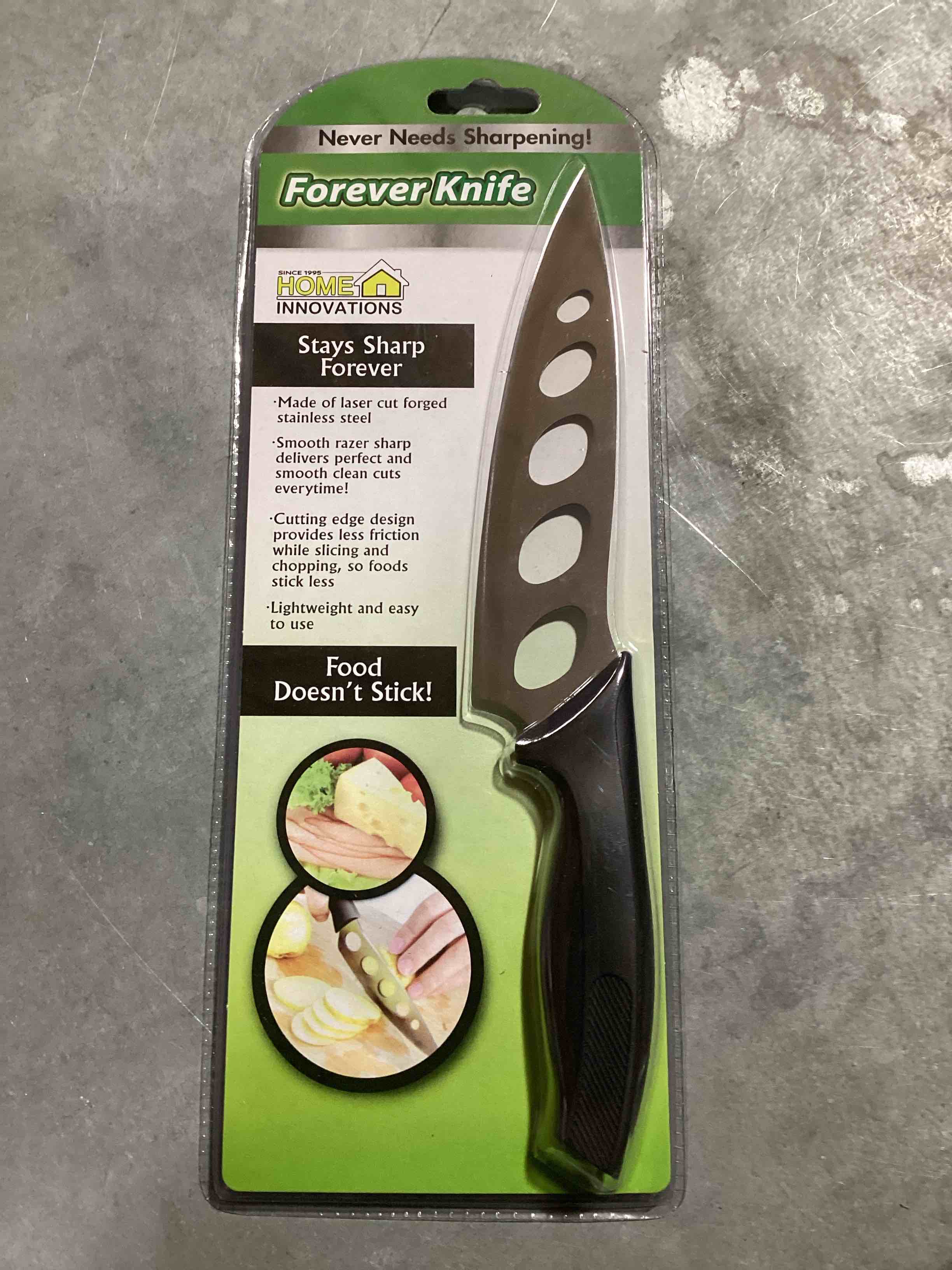 Forever Knife - Razor Sharp, Non-Stick, Laser Cut Forged Stainless Steel Knife - Great For Cheese, Potato and Tomatos - Never Needs Sharpening!