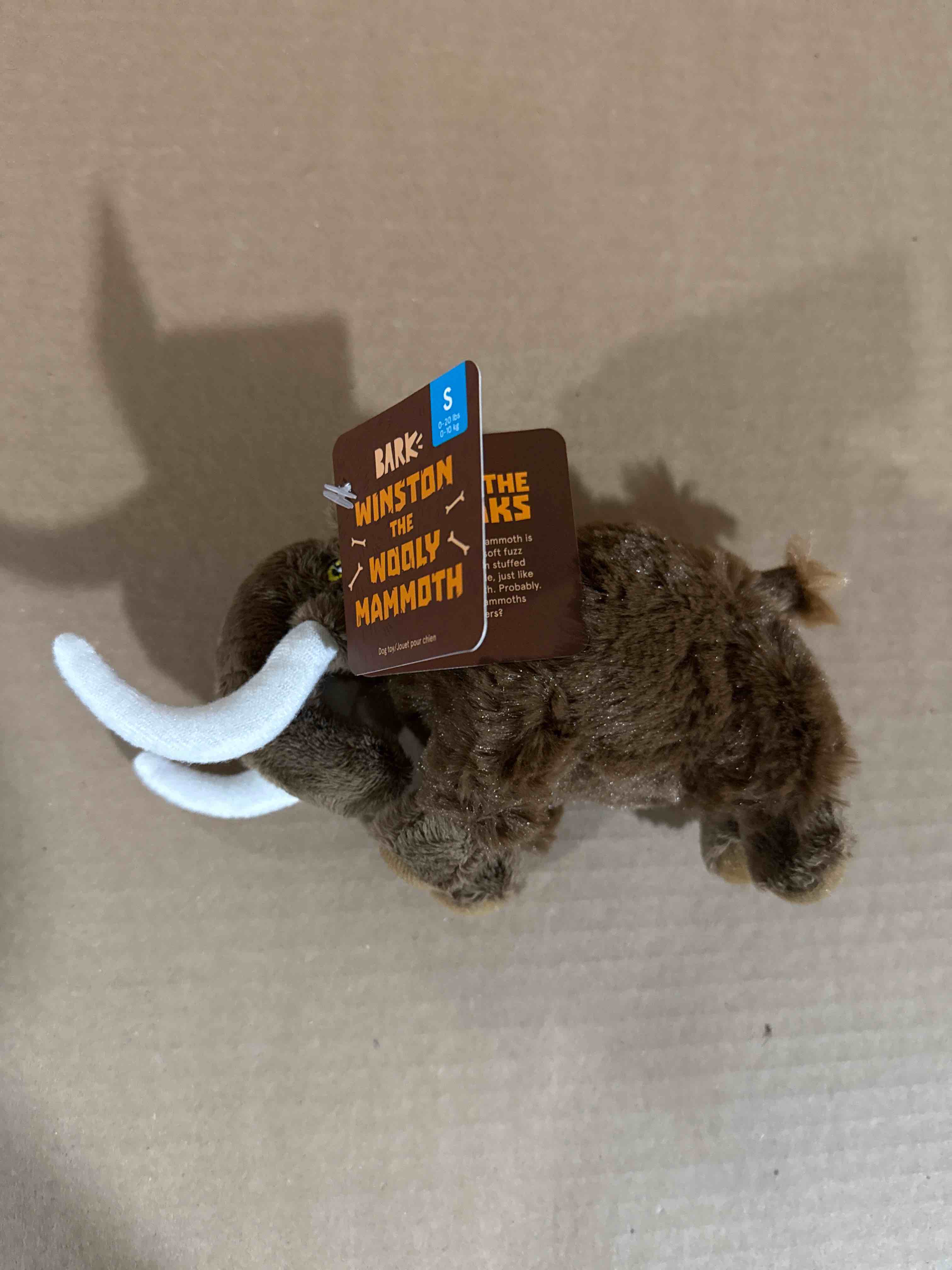 Wilbur The Wooly Mammoth Dog Toy - Bark & Co.- Squeaker - Brown With Tusks