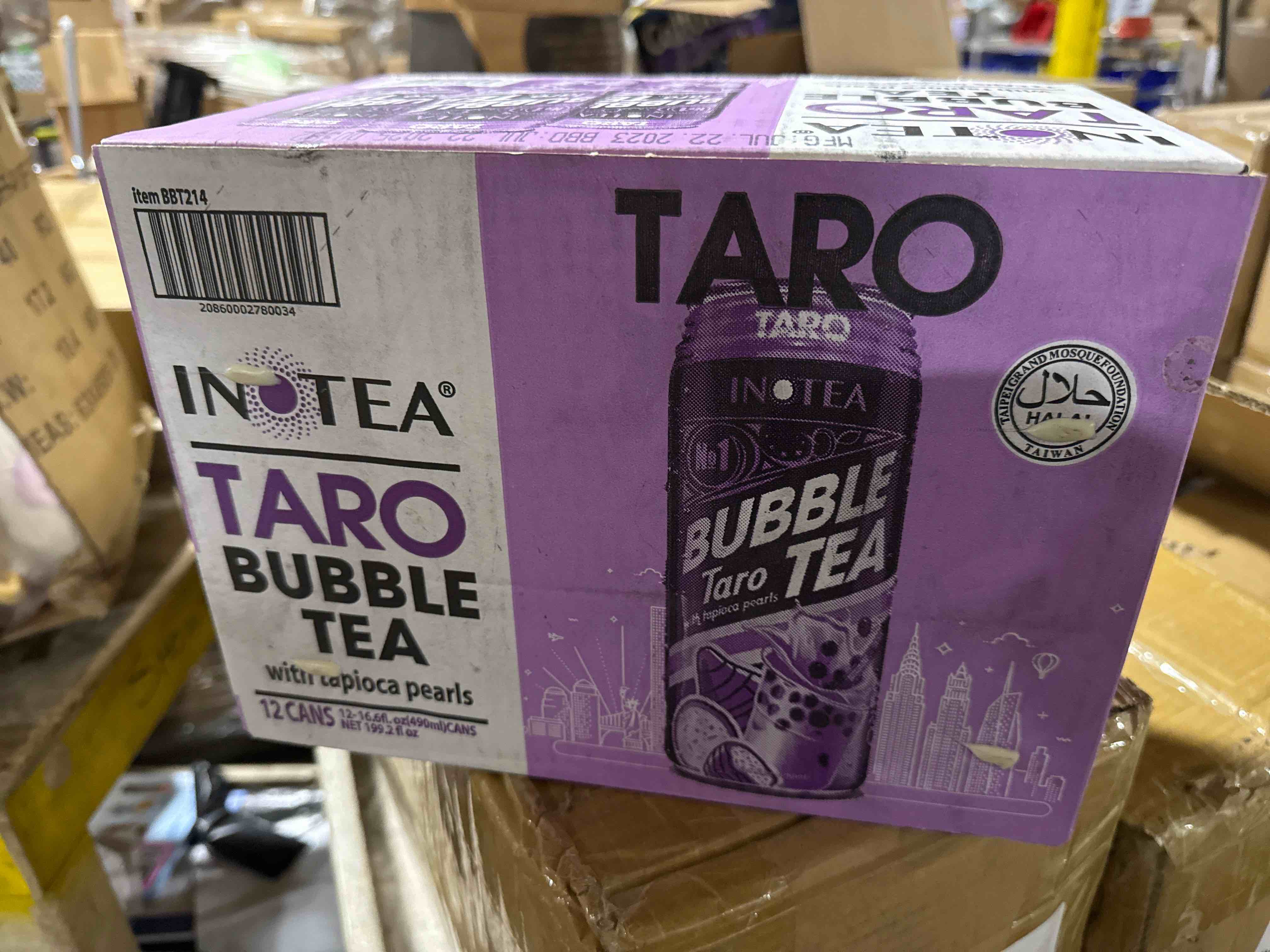 Inotea, Bubble Milk Tea Taro With Tapioca Pearls, 16.6 Oz (Case Of 12) BB 7.22.25