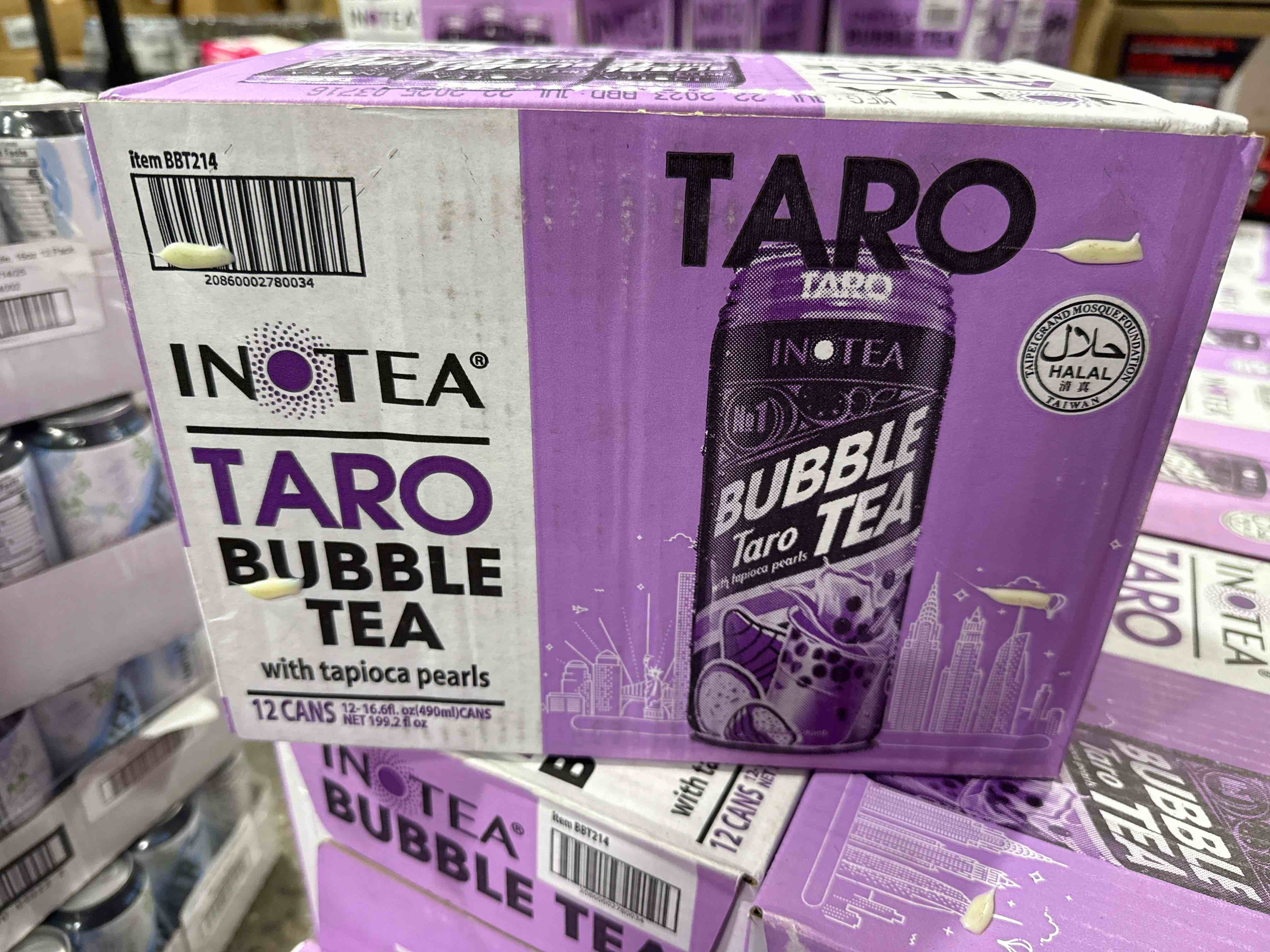 Inotea, Bubble Milk Tea Taro With Tapioca Pearls, 16.6 Oz (Case Of 12) BB 7.22.25 