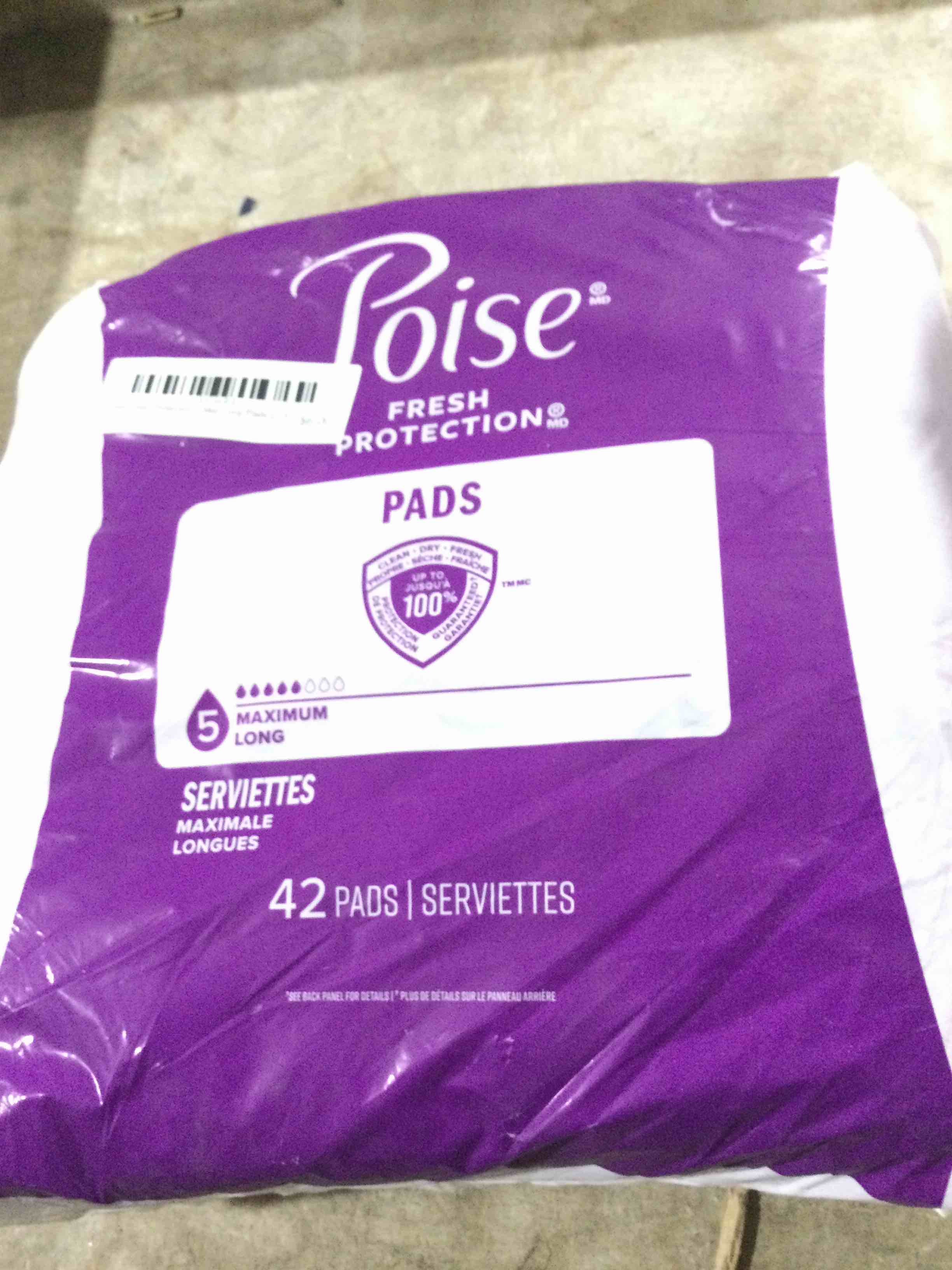 poise fresh protection 5 max long pads