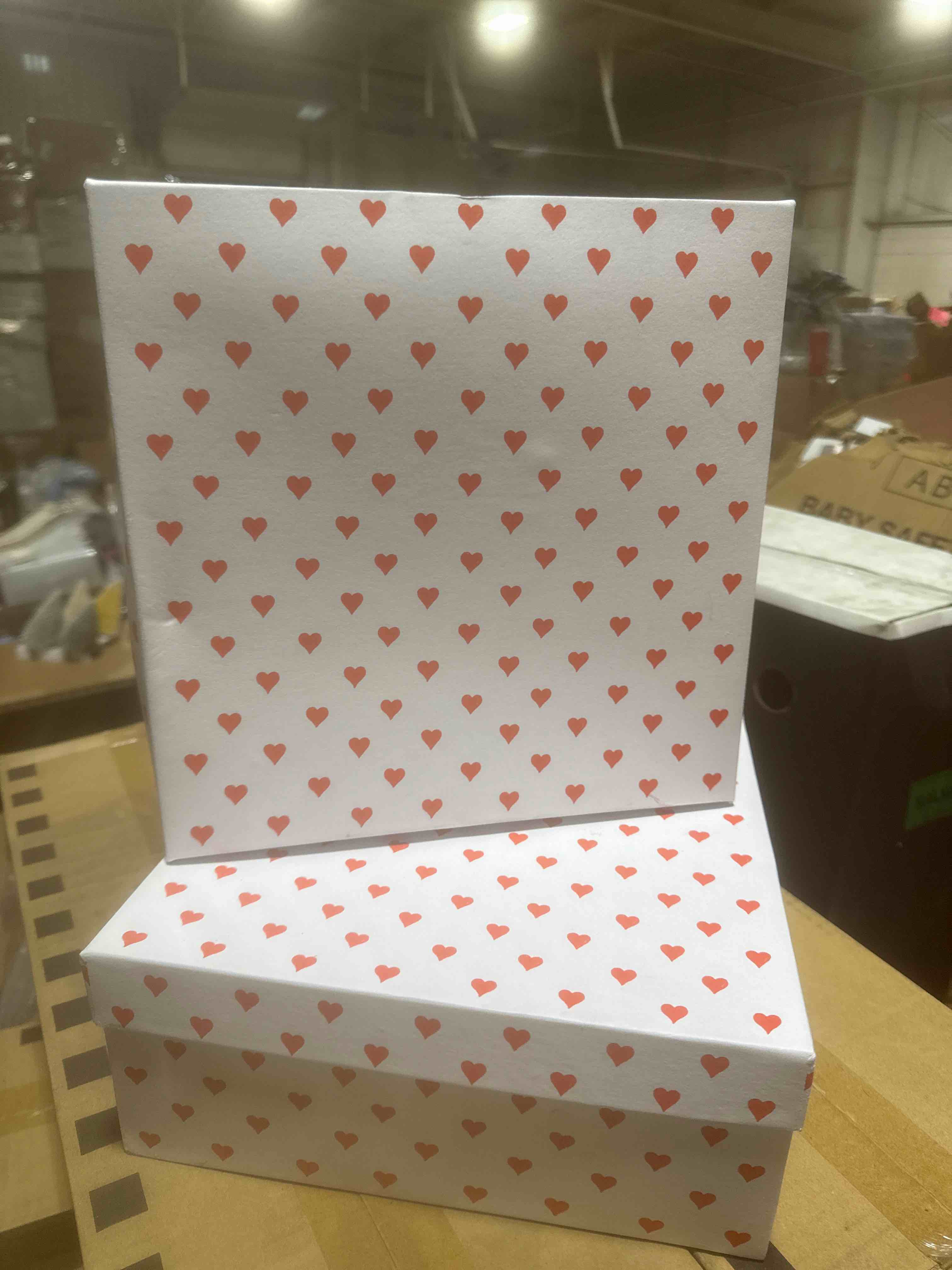 set of 2 valentine's day square gift box with heart print - spritz™