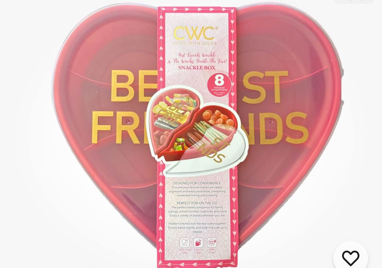 Cook With Color Valentine Heart Figural Snack Box Red