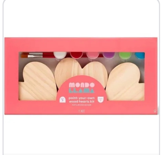 Valentine's Craft Paint - Your - Own Wood Hearts Kit - Mondo Llama™