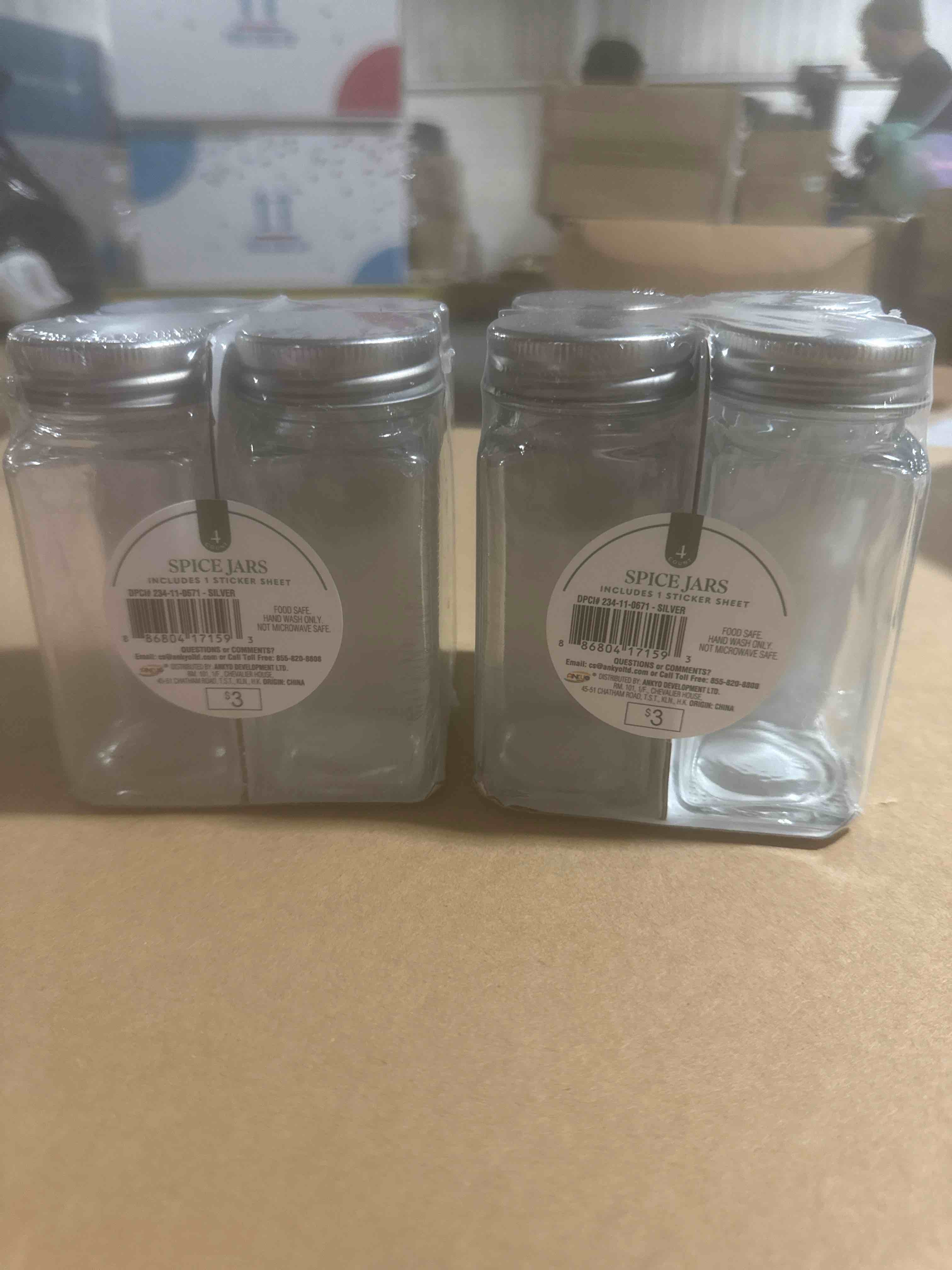 Set of 2 4 pack spice jars includes 1 sticker sheet 