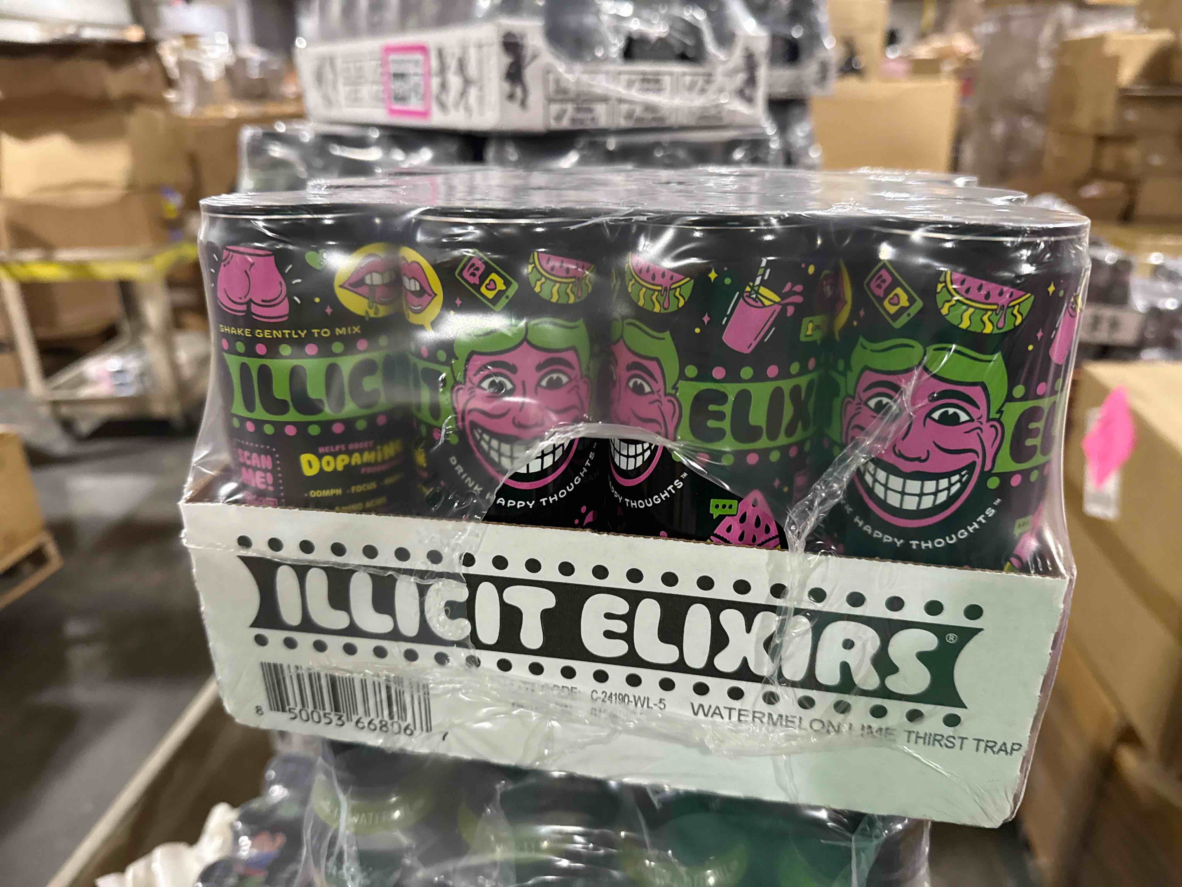 Illicit Elixirs watermelon, thirst trap - Sparkling Juice Drink - Supports Dopamine Production - 12 Pack - 12 Oz Cans