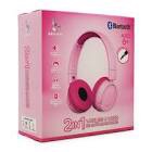 Bass Jaxx 2-in-1 wireless & wired kid safe headphones pink 
