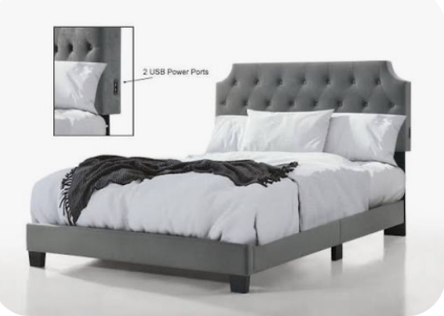 BRAND NEW COMPLETE Belle isle Regal Tufted Bed with USB Power Connection Full 
