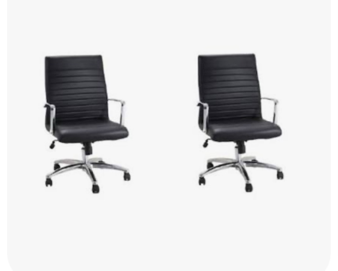 AdirOffice Black Faux Leather Adustable Height Gaming Computer Office Chair with Arms (2 Pack)