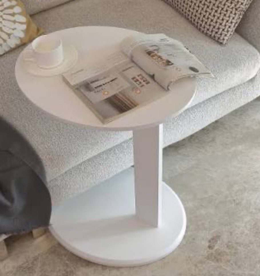 c- Shaped Oval End Table White 