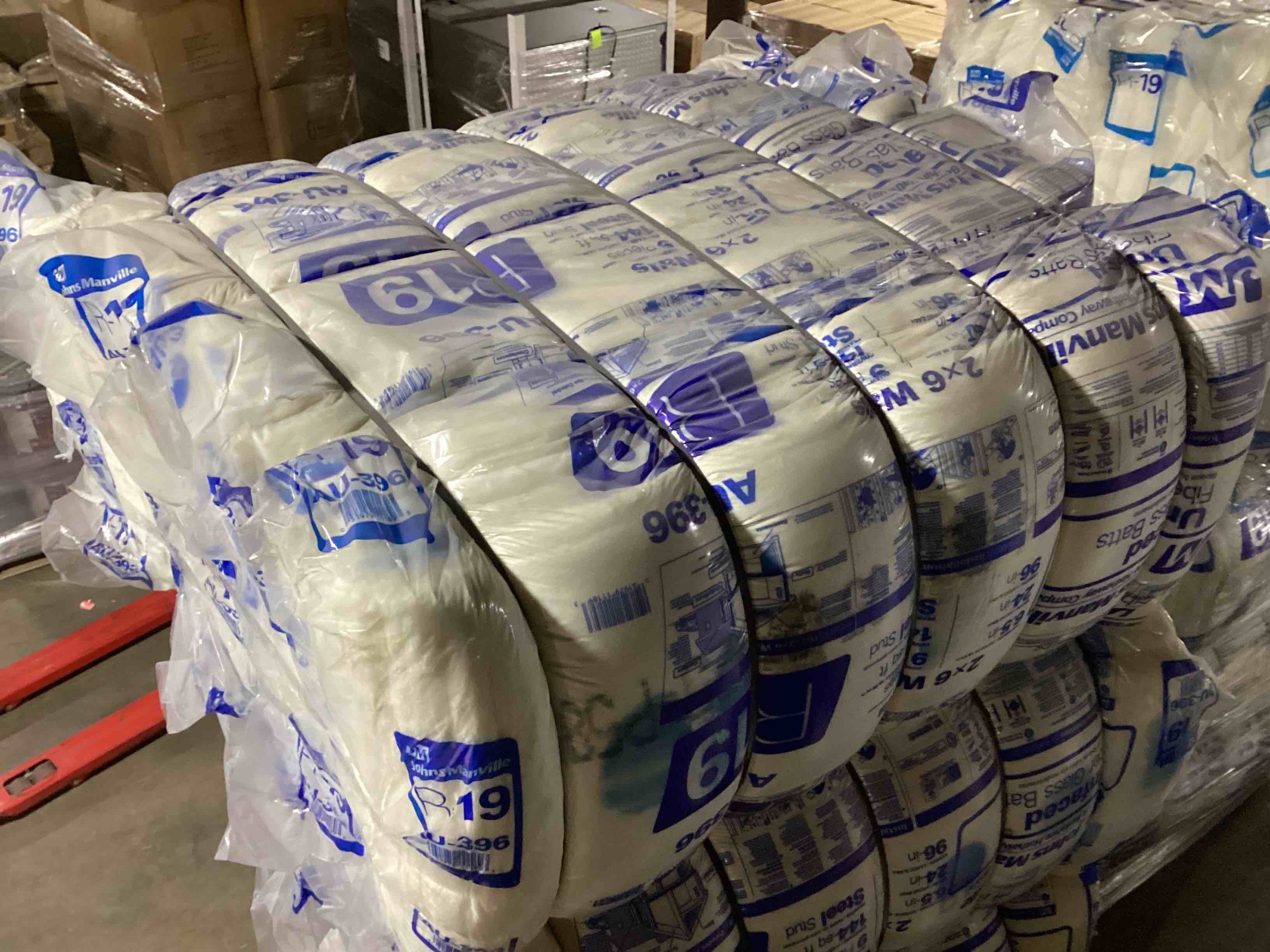 4 Bags of Johns Manville Sound Control R- 19 Wall Unfaced Fiberglass Batt Insulation, 6.5in x 24in x 96in, 9 Pieces Per Bag And 144 Sq.Ft. Per Bag, Your Bid Per Bag