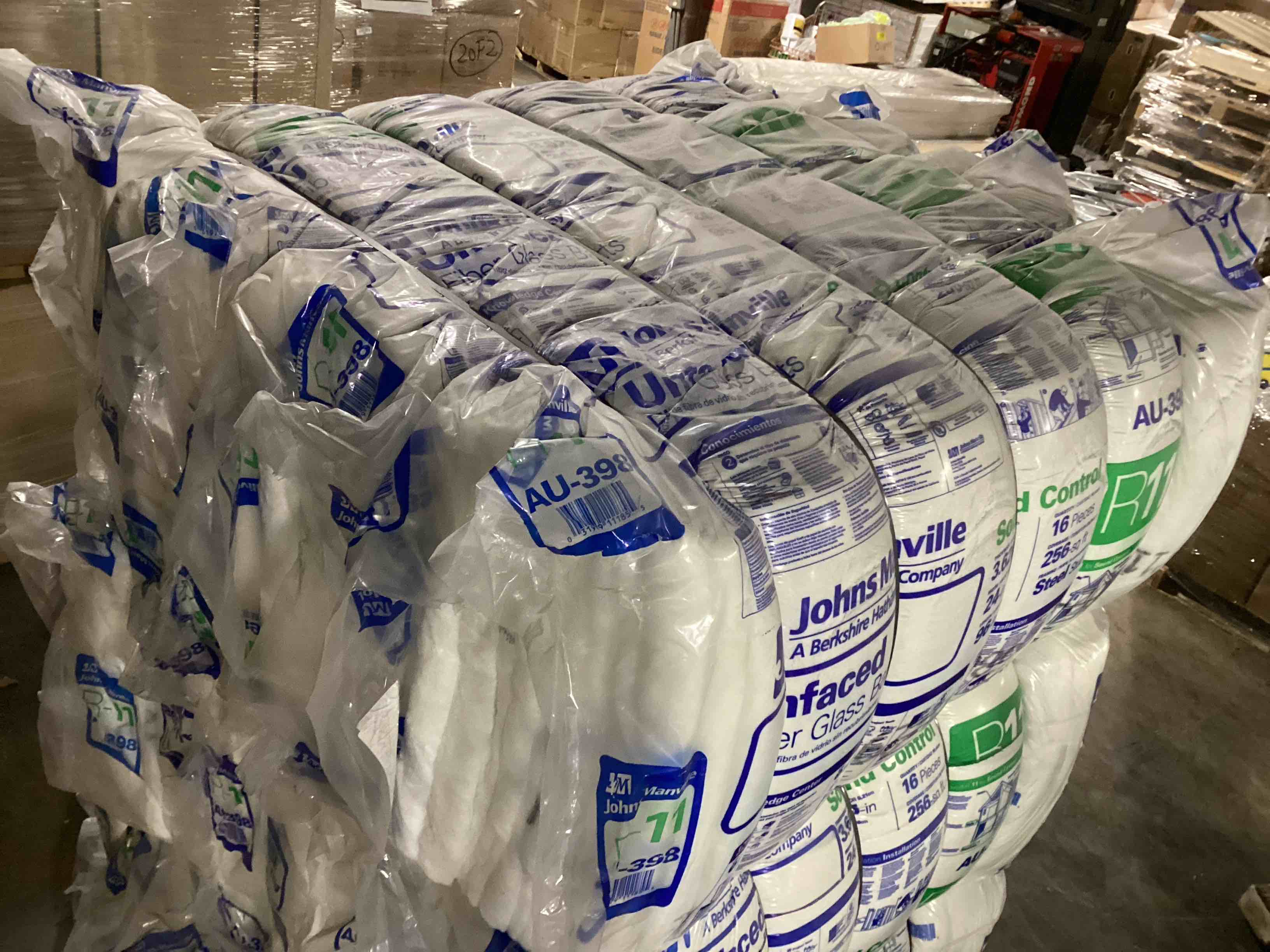 4 Bags of Johns Manville Sound Control R11 Unfaced Fiber Glass Batt Insulation, 3.625in x 24in x 96in, 16 Pieces Per Bag and 256 Sq.Ft. Per Bag, Your Bid Per Bag
