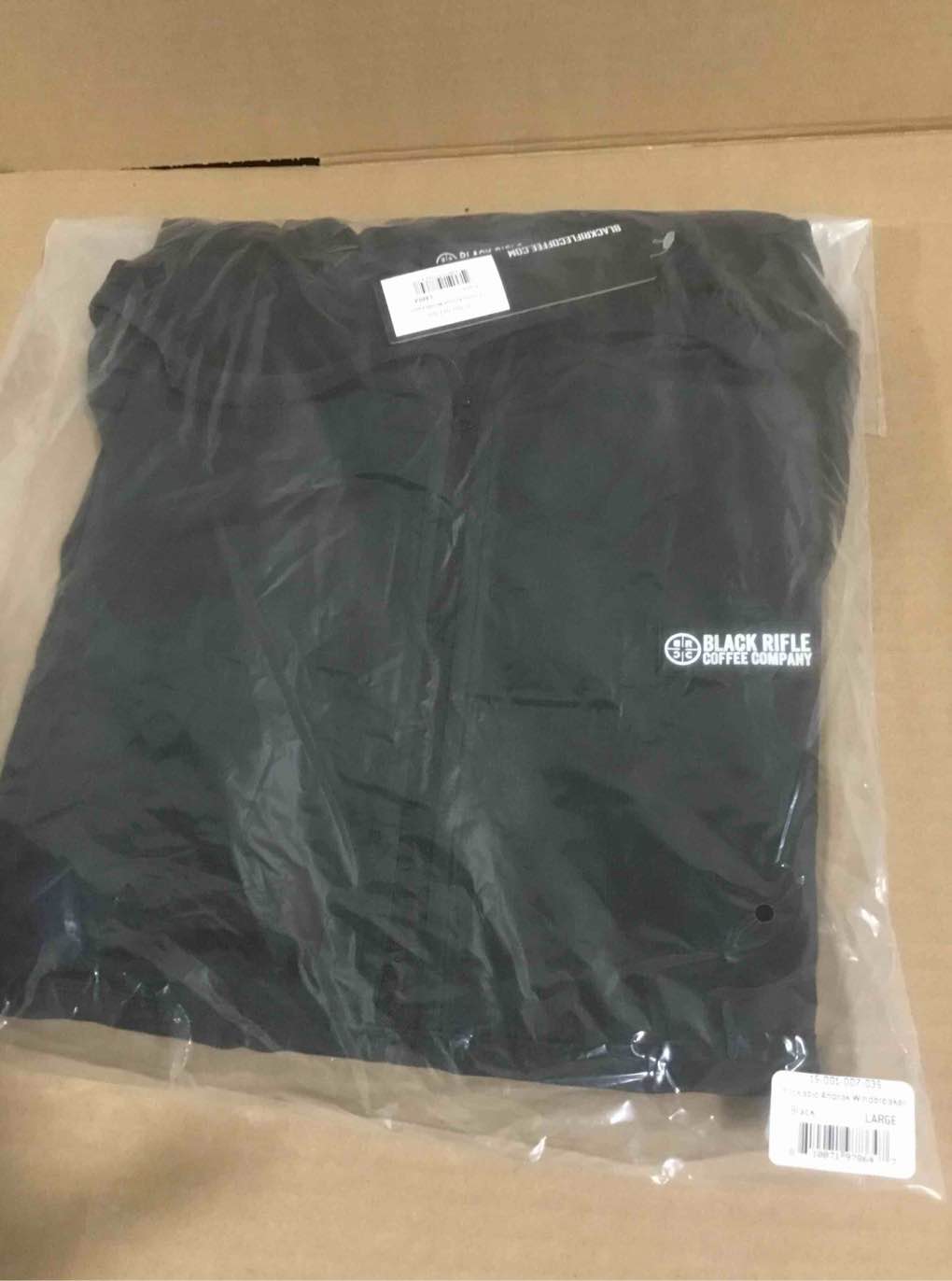 Condition photo showing Brand New for (Size L) Black Rifle Coffee Packable Anorak Windbreaker, black