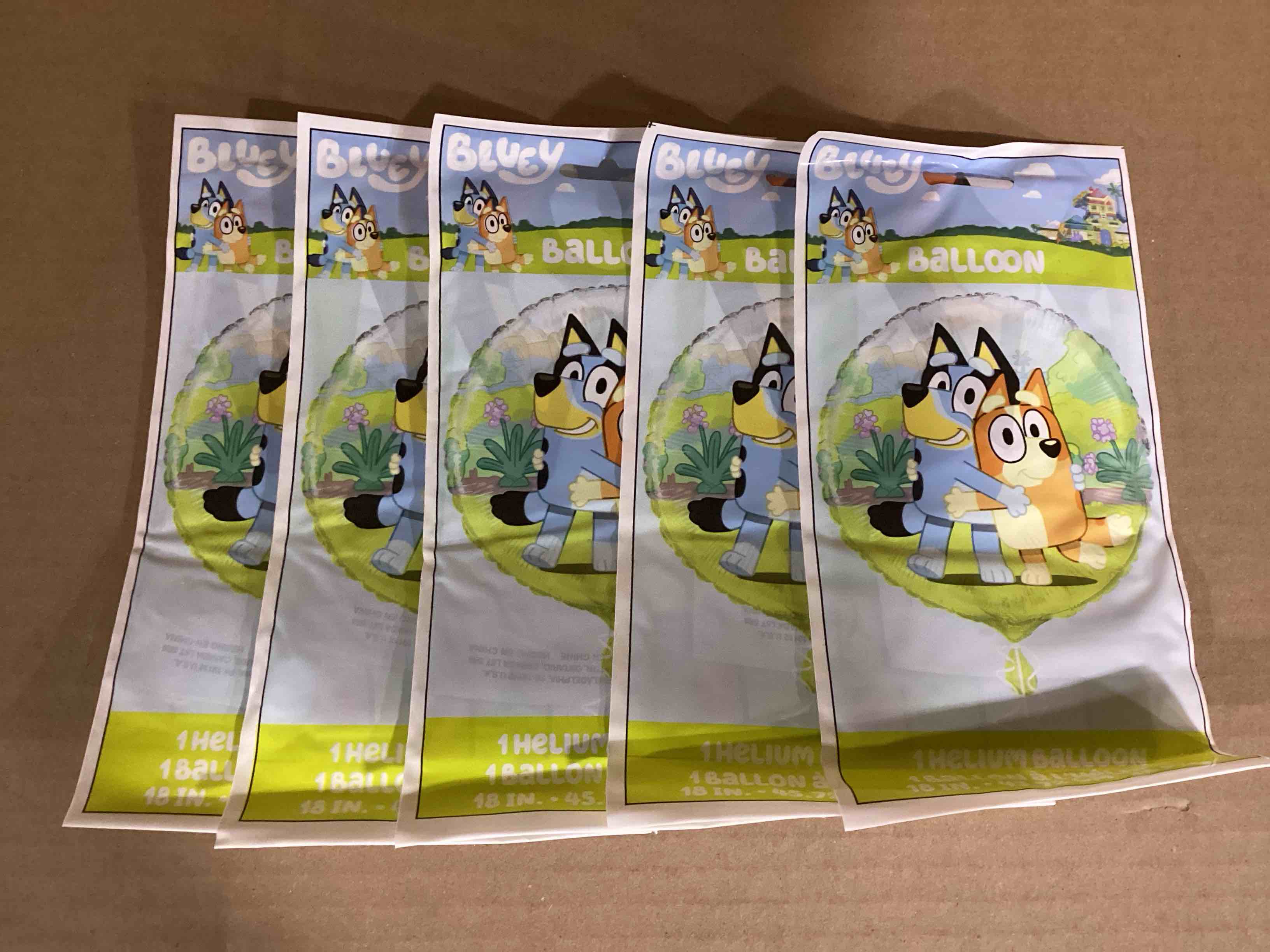 Pack of 5 Bluey Round Multicolor Foil Balloon - 18" | Premium Quality & Reusable - Perfect for Celebrations & Kids Parties (1 Count Pack)