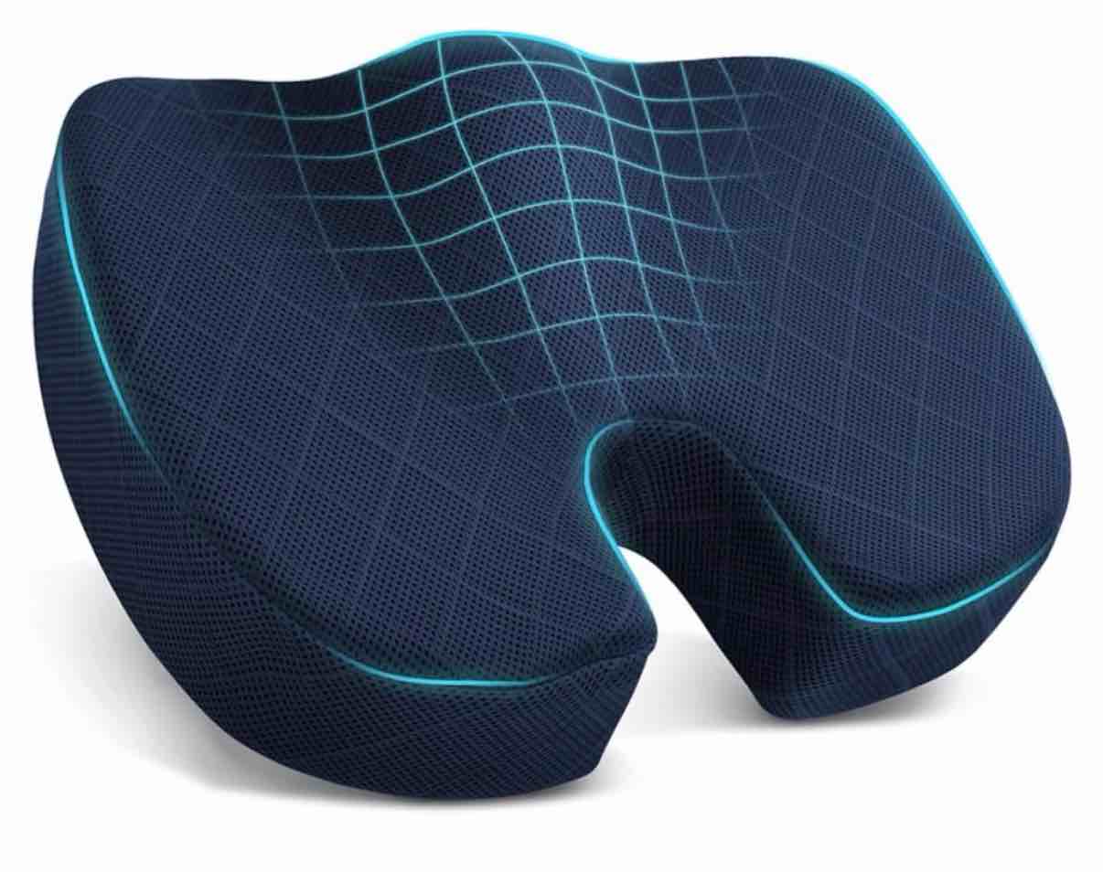 TushGuard Seat Cushion for Office Chair Memory Foam Non-Slip Desk Seat Cushion Back, Coccyx, Sciatica, Tailbone Pain Relief Butt Pillow for Office Chair, Car, Wheelchair, Blue