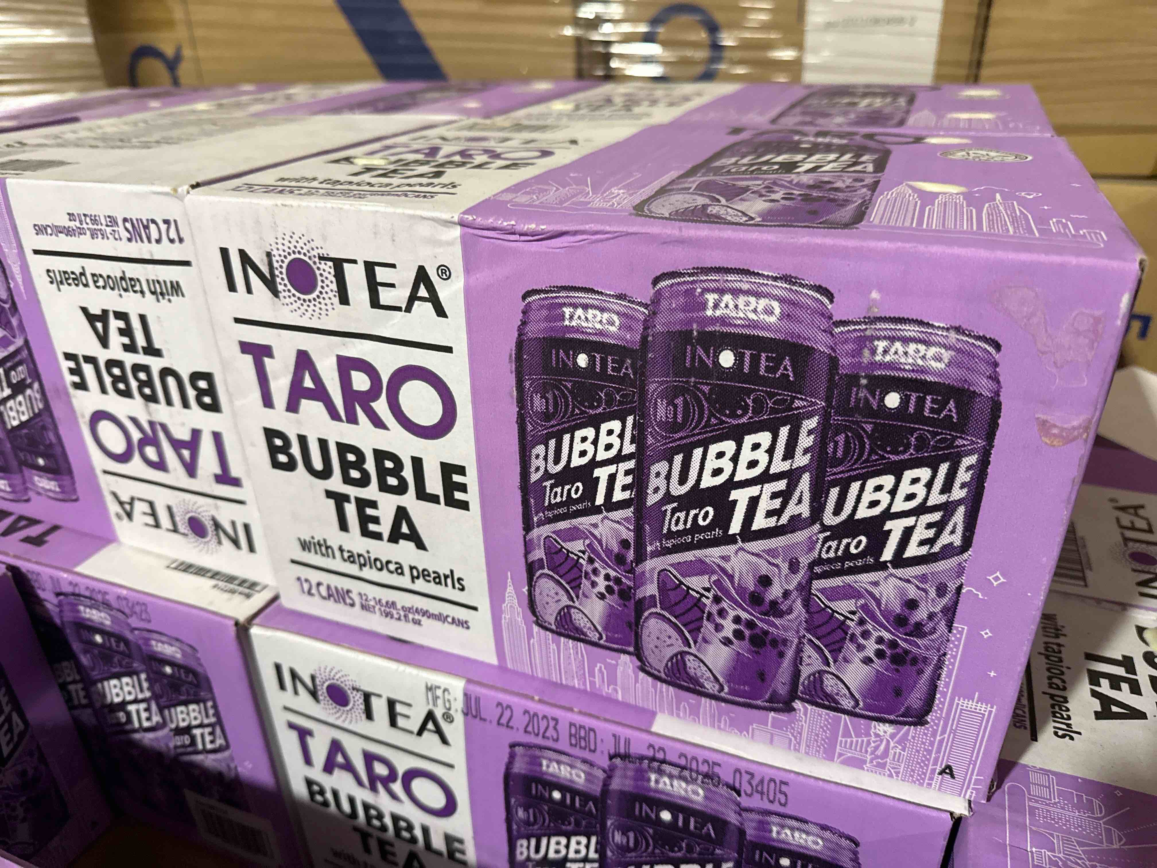 Inotea, Bubble Milk Tea Taro With Tapioca Pearls, 16.6 Oz (Case Of 12) BB 7.22.25 