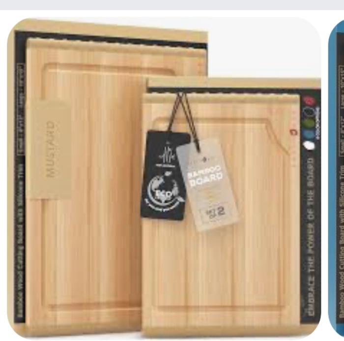 earthmade bamboo cutting board with silicone trim set of 2  