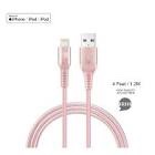 6’ Vibrant Metallic Nylon Braided Sync and Charge USB Cable, pink