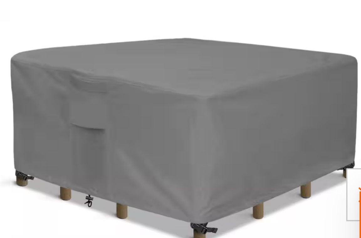 PTEROMY Waterproof Patio Table Cover, Heavy Duty 600D Canvas Patio Furniture Covers for Outdoor Dining Table and Chairs (Gray, 74''x 74'')