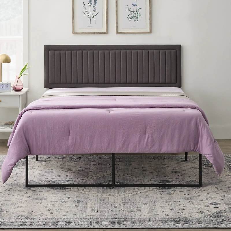 Wincastle Vertical Pleated Queen Headboard In Dark Gray 