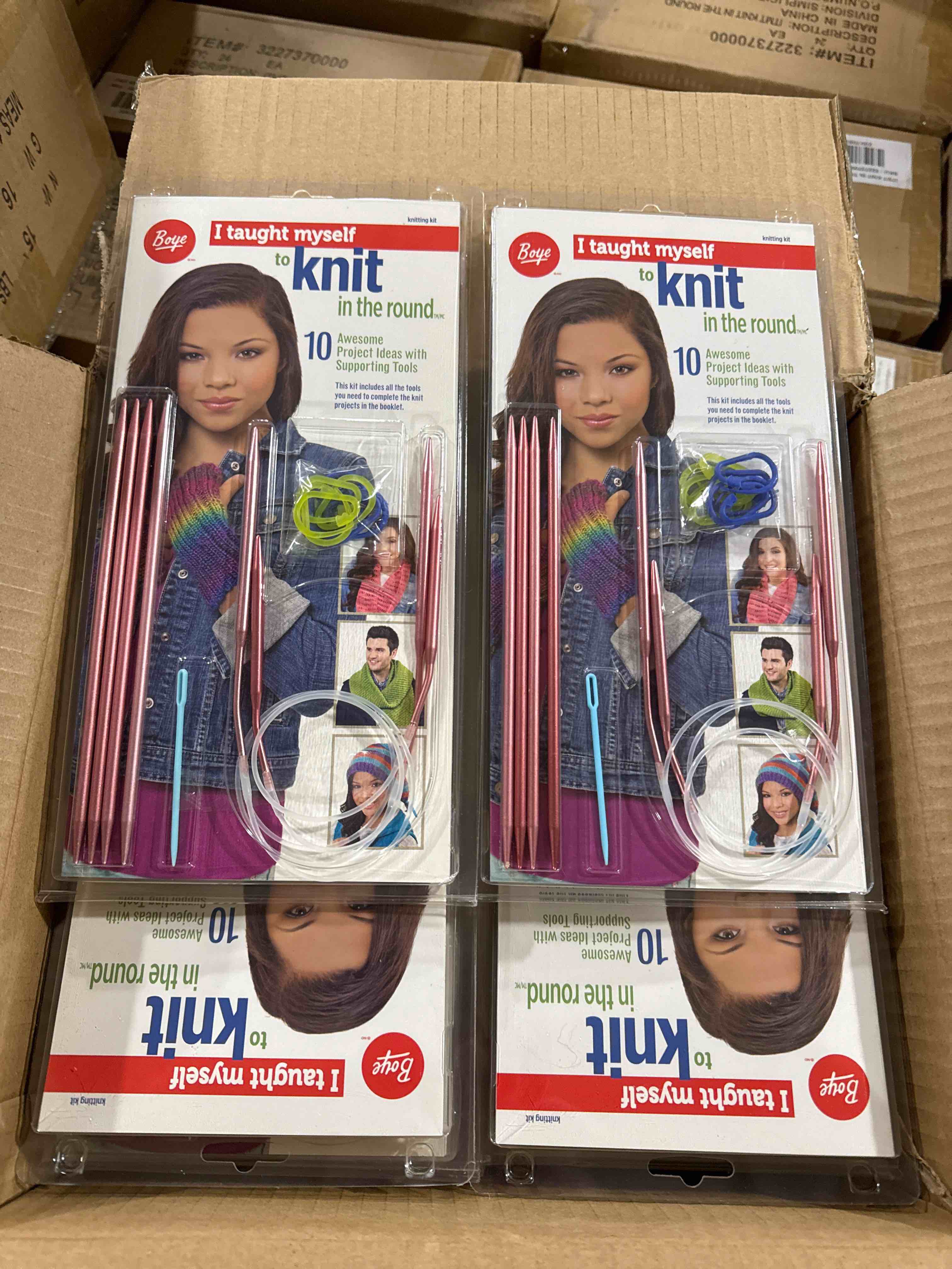 Case of 24 Boye Learn to Knit in the Round Circular Knitting Needle Kit, 10 Patterns