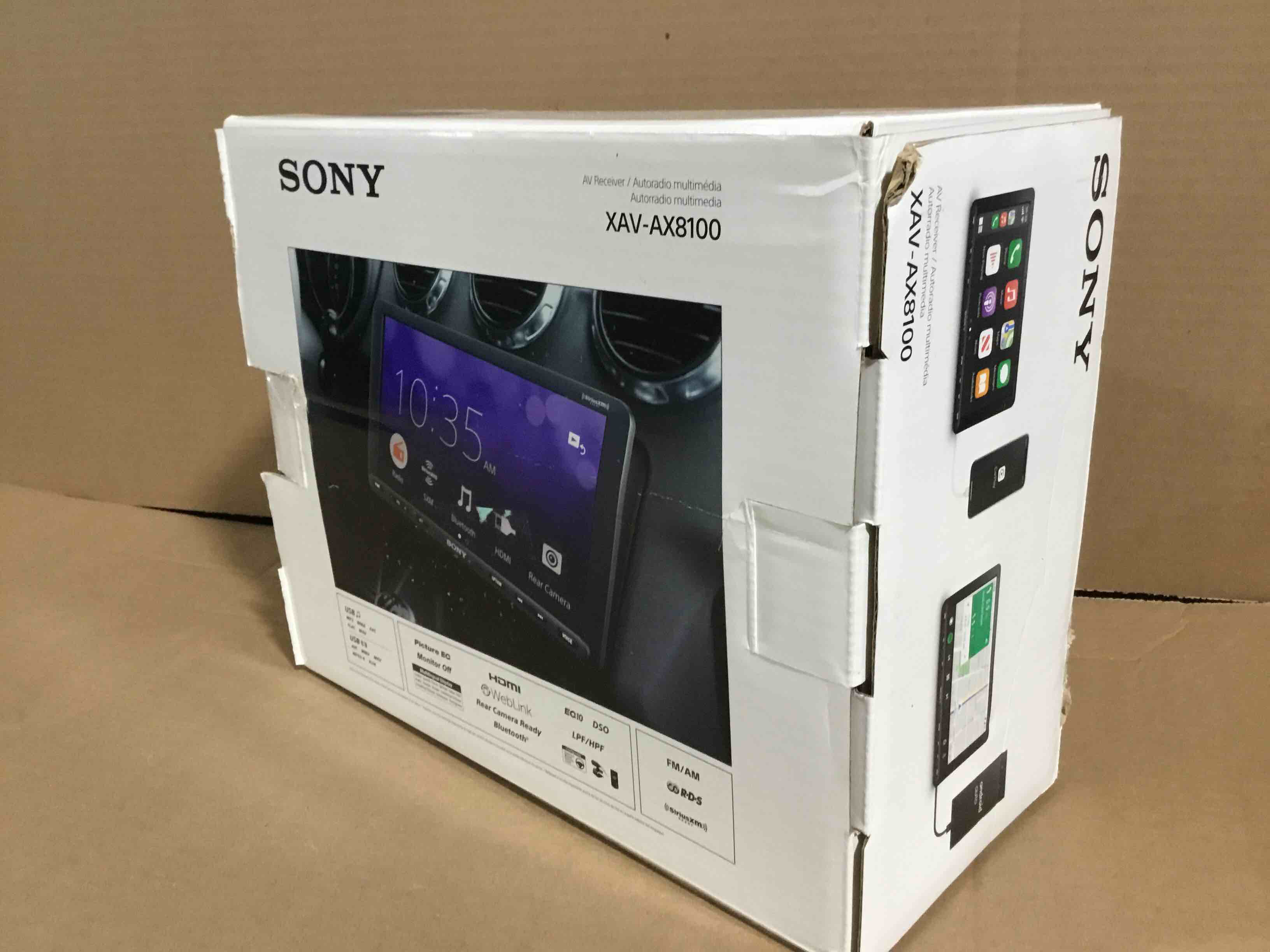 Condition photo showing New/Like New for Sony XAV-AX8100 9-inch Floating Multi Media Receiver with Apple Carplay/Android Auto and HDMI Video Input
