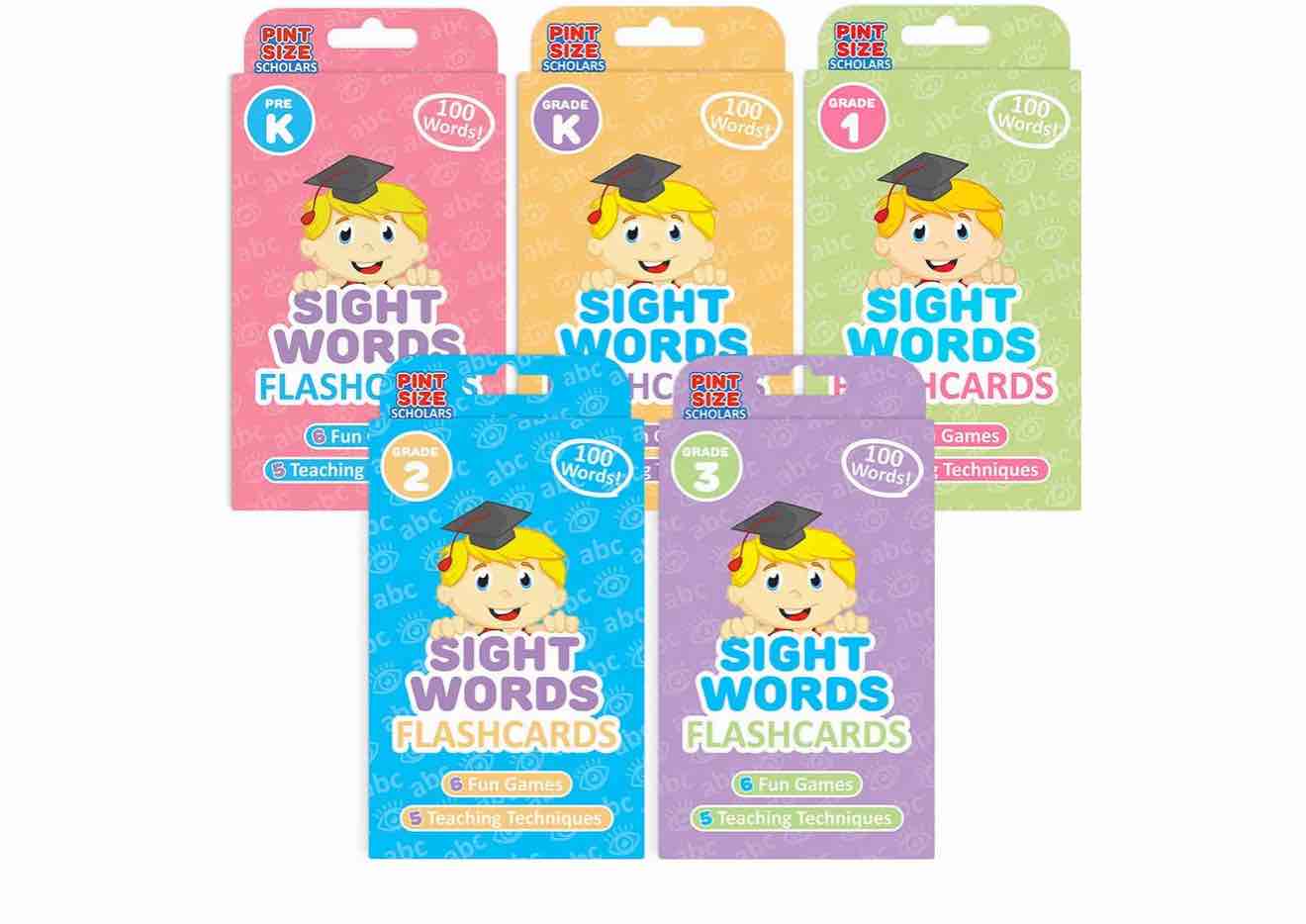 Pintsize Scholars Ready Readers Bundle 500 Jumbosized Sight Words Flash Cards In 5 Levels Of Learning From Pre K To Third Grade 5Pack Of Educational Flashcard Decks For Toddlers And Children