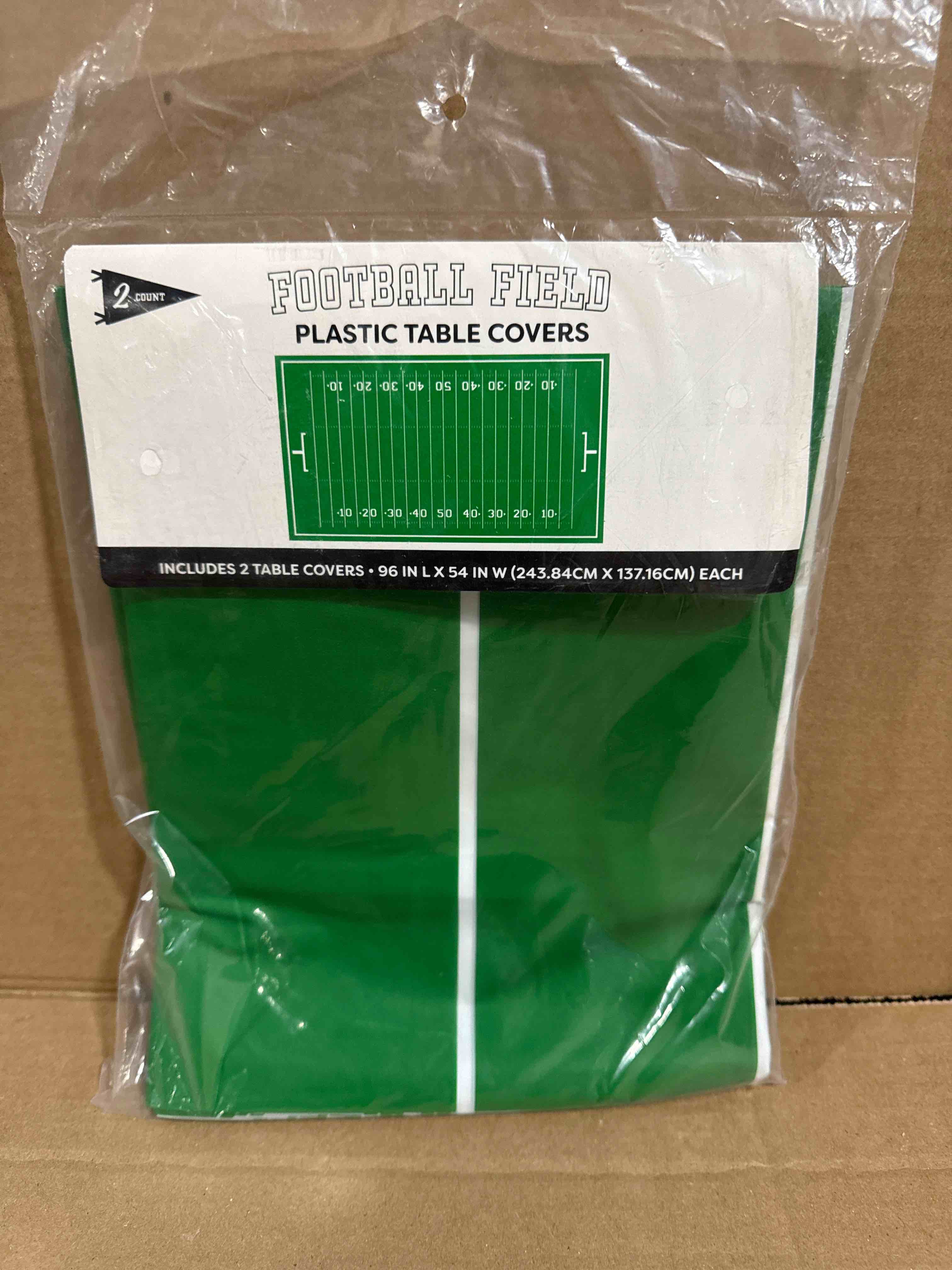 Condition photo showing New/Like New for 2pk Football Field Table Cloth Set