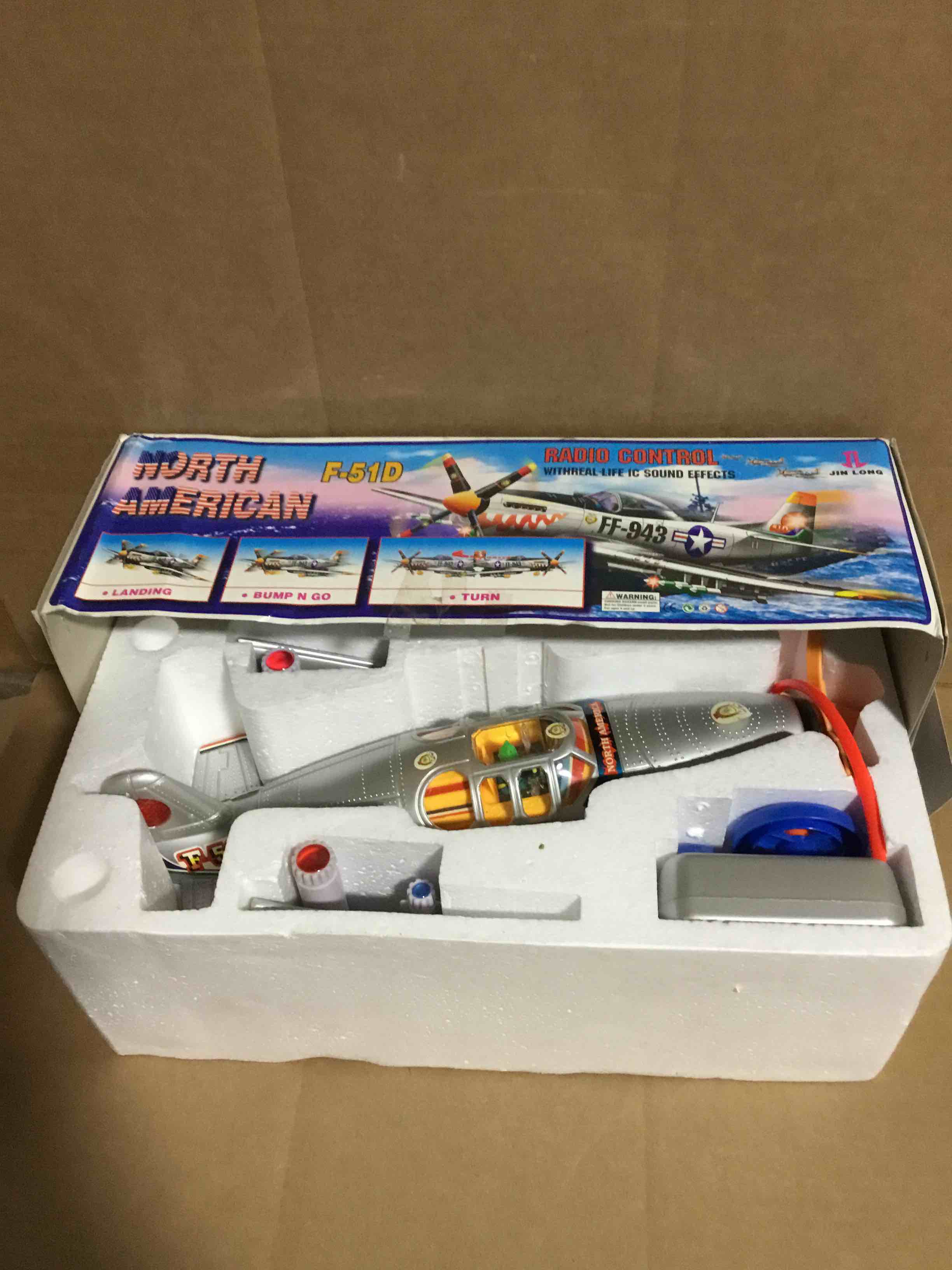Vintage Jinlong North American F-51D Mustang Remote Control Toy Plane
