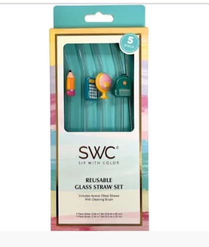 SWC reusable glass straw set 5 piece