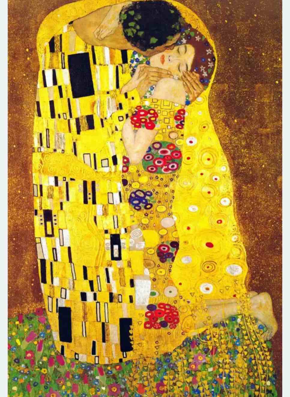 wooden jigsaw puzzle featuring the artwork The Kiss by Gustav Klimt