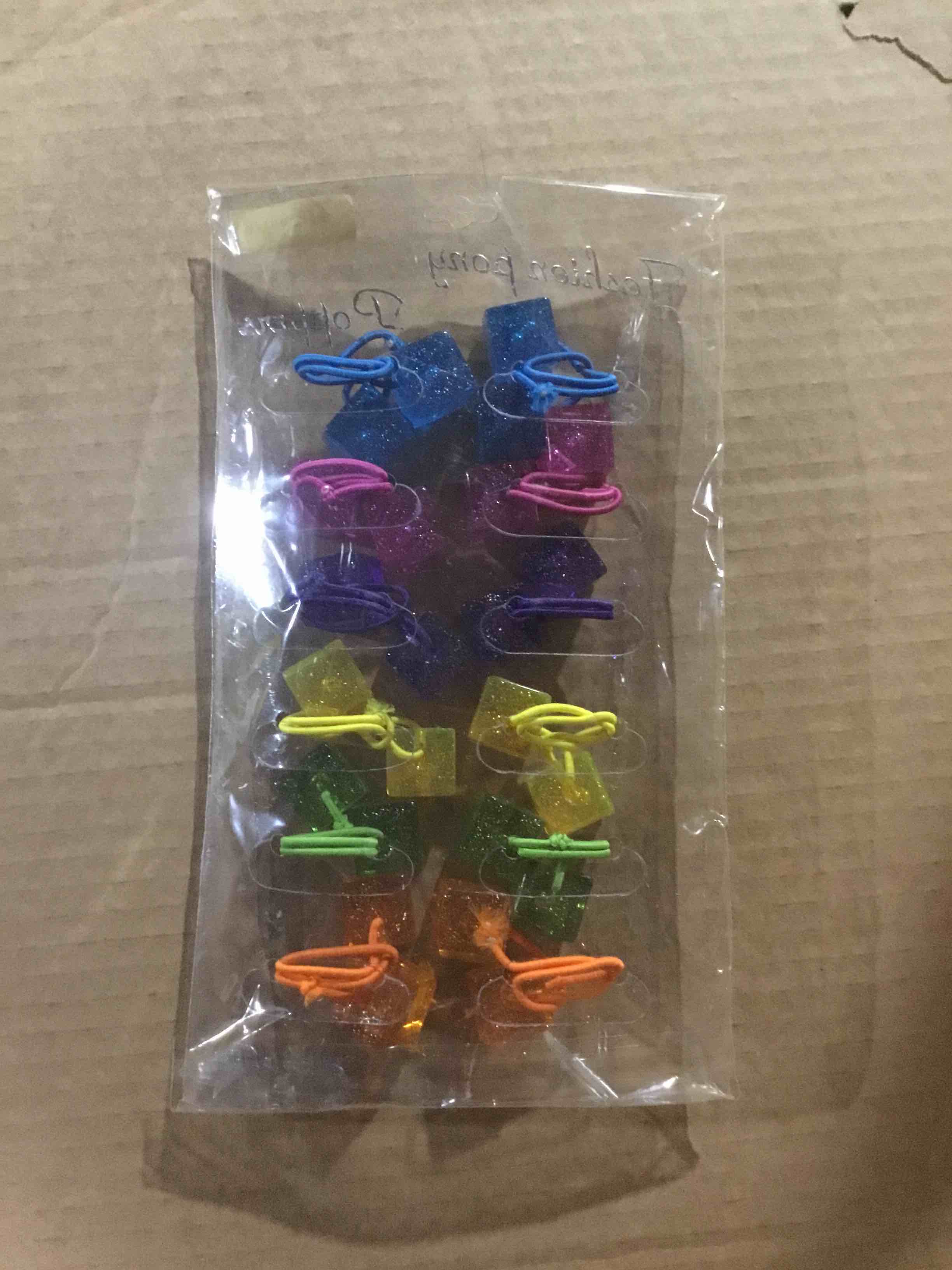 12 Pzs Cube Ponytailers Assorted Ponytail Cubes Twin Bead Hair Elastics, Bright Multicolored Twin Hair Beads Bauble Hair Ties Ponytail Holders, Toddler Kids Value Pack