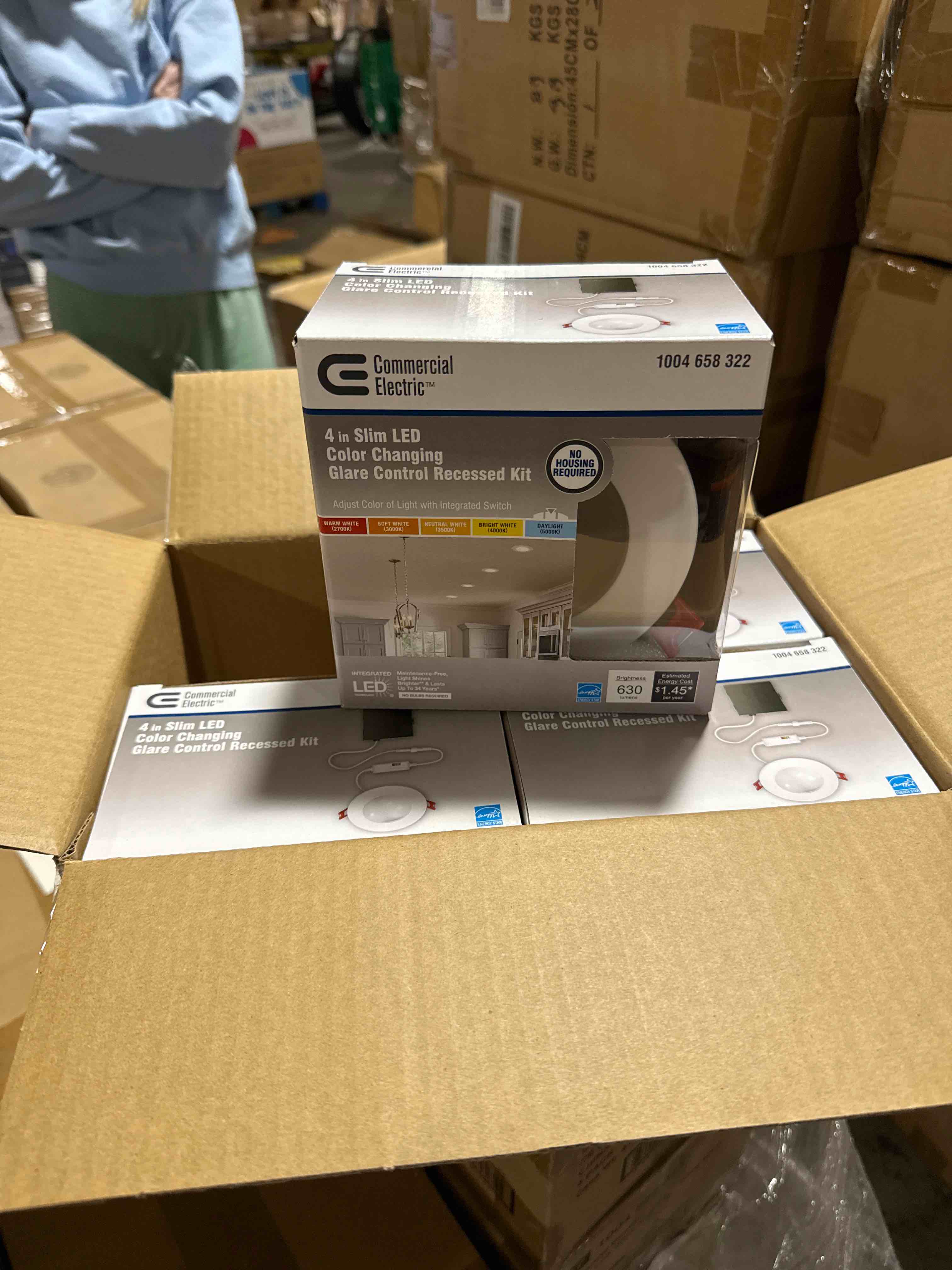 case of 4 Ultra-Low Glare 4 In. Color Selectable New Construction And Remodel Canless Recessed Integrated LED Kit