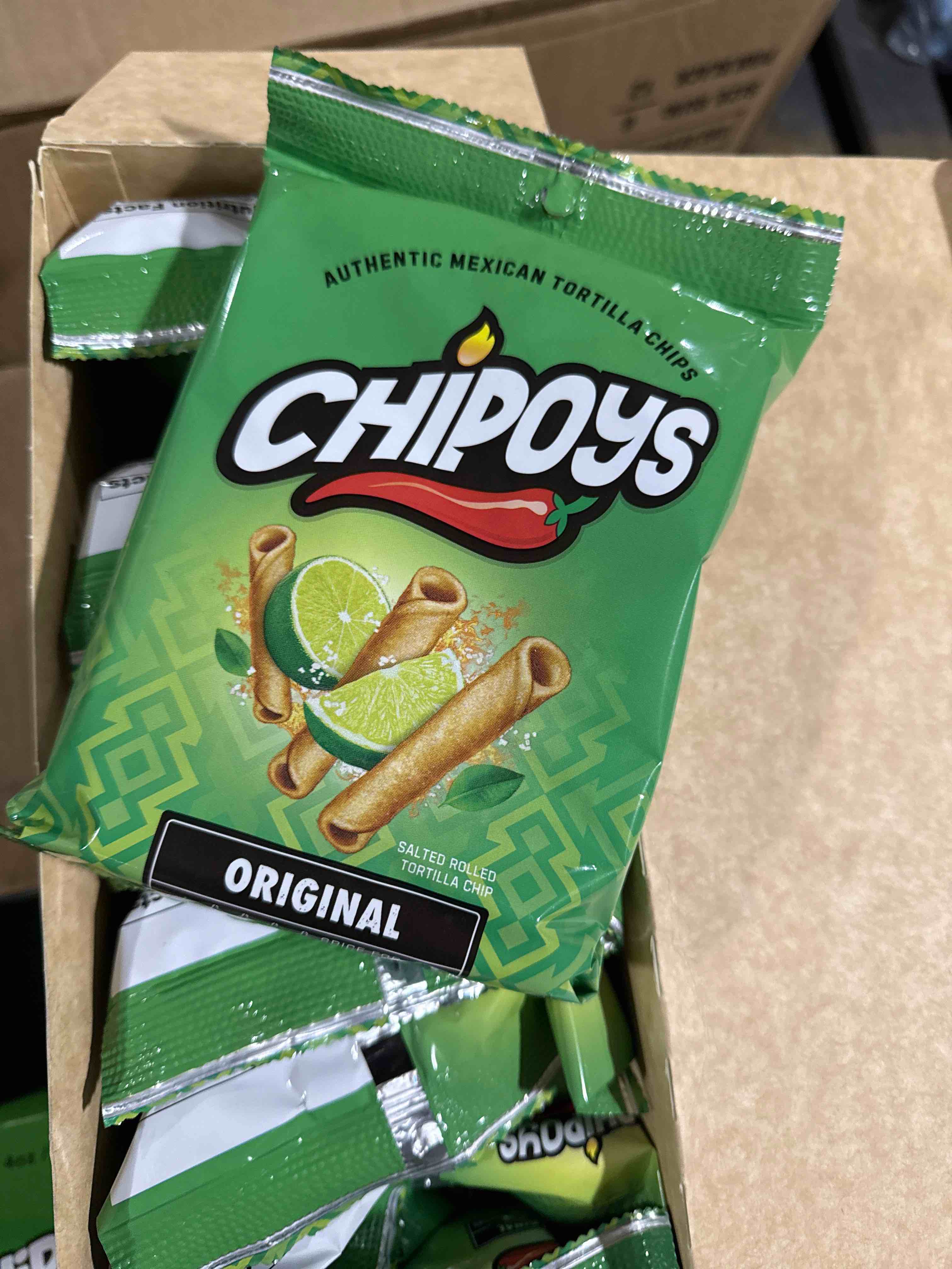 Pack of 8 Chipoys Original Lightly Salted with Lime Rolled Corn Tortilla Chips 4oz , Gluten-Free, No Trans Fat, High Protein, Low-Calorie Flavorful Mexican Snacks, Made of Premium Crunchy Maiz Chips with Natural Ingredients