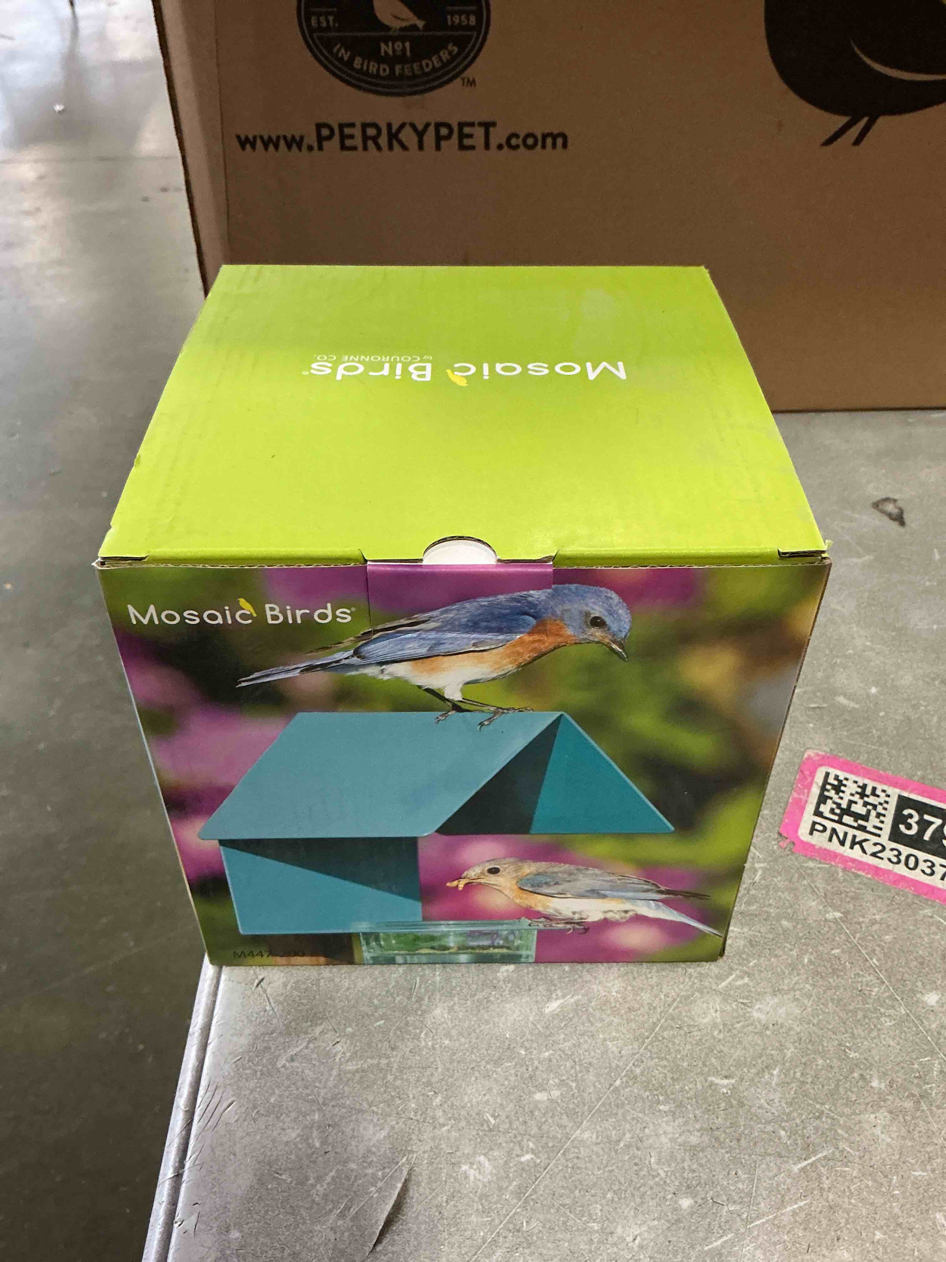 Condition photo showing New/Like New for Couronne COURM447200A 6 in. Metal and Glass House Bird Feeder  Aqua