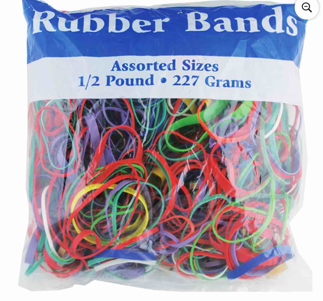 BAZIC Rubber Bands  Assorted Size 1/2 Lbs.  Colors Sizes May Vary  1-Pack